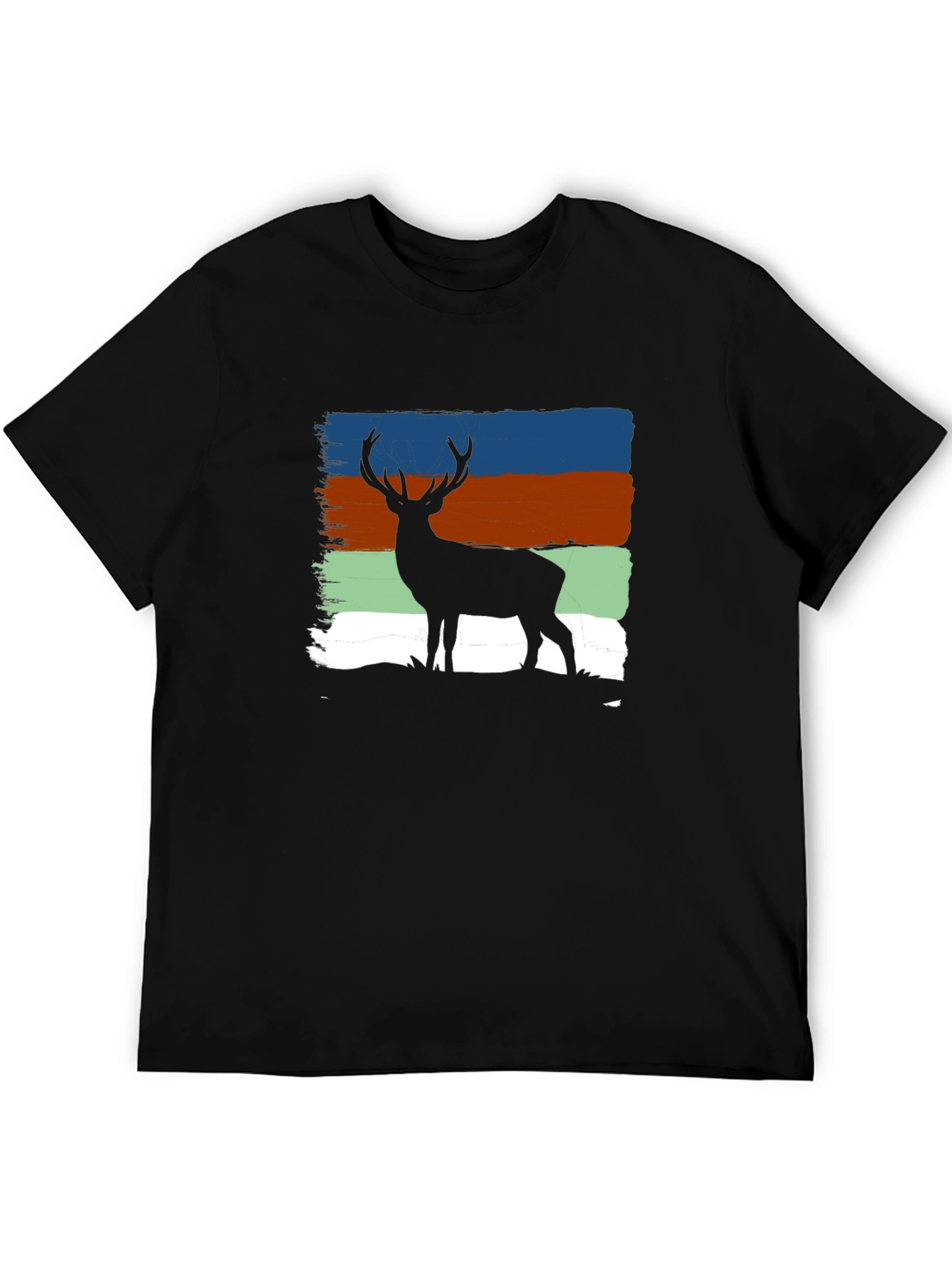 Black Deer Silhouette T-Shirt - Nature Inspired Design view 5