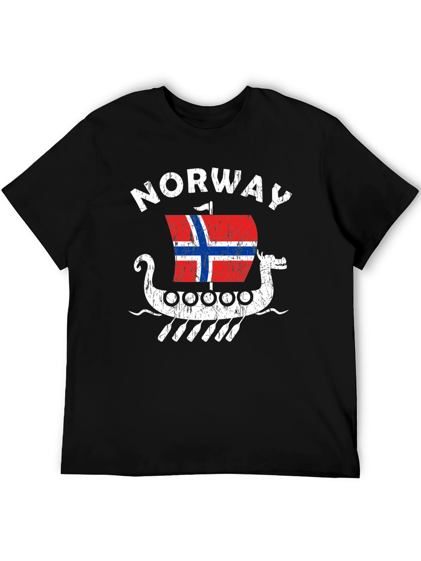 Norway Viking Ship T-Shirt - Men's Black Tee - 5
