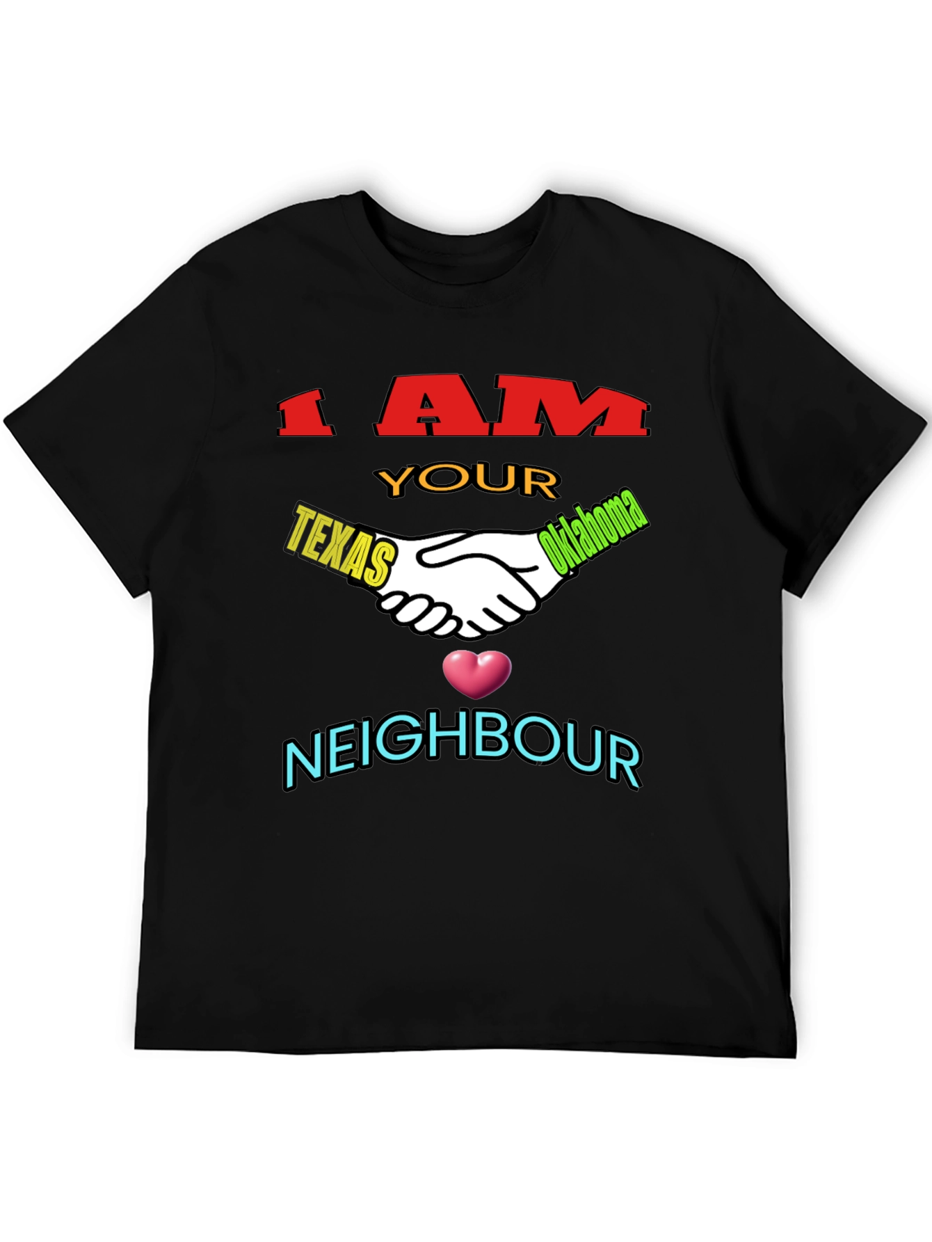 Black Texas Oklahoma Neighbour T-Shirt view 5