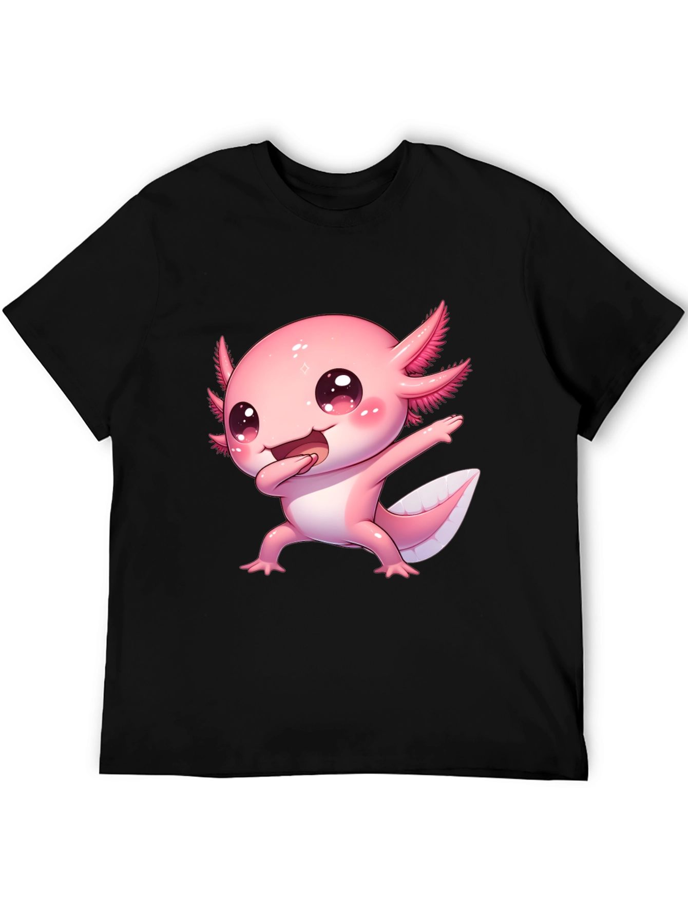 Black Cute Cartoon Axolotl Graphic Tee view 5