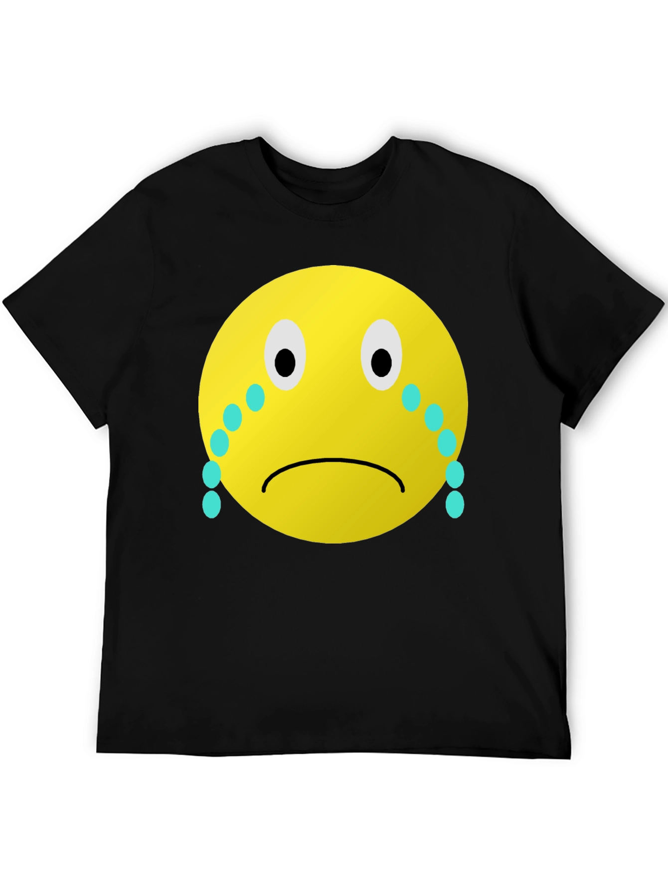 Black Sad Emoji Graphic Tee - Unisex Black T-Shirt view 5