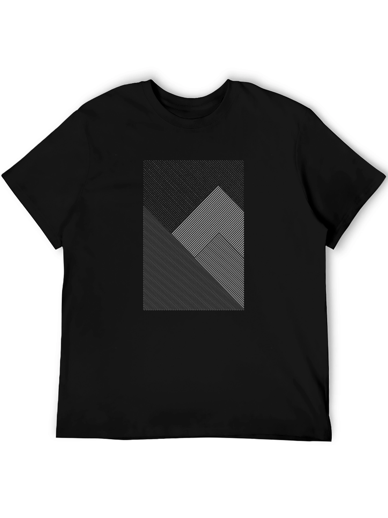 Modern Geometric Line Pattern Black T-Shirt - 5