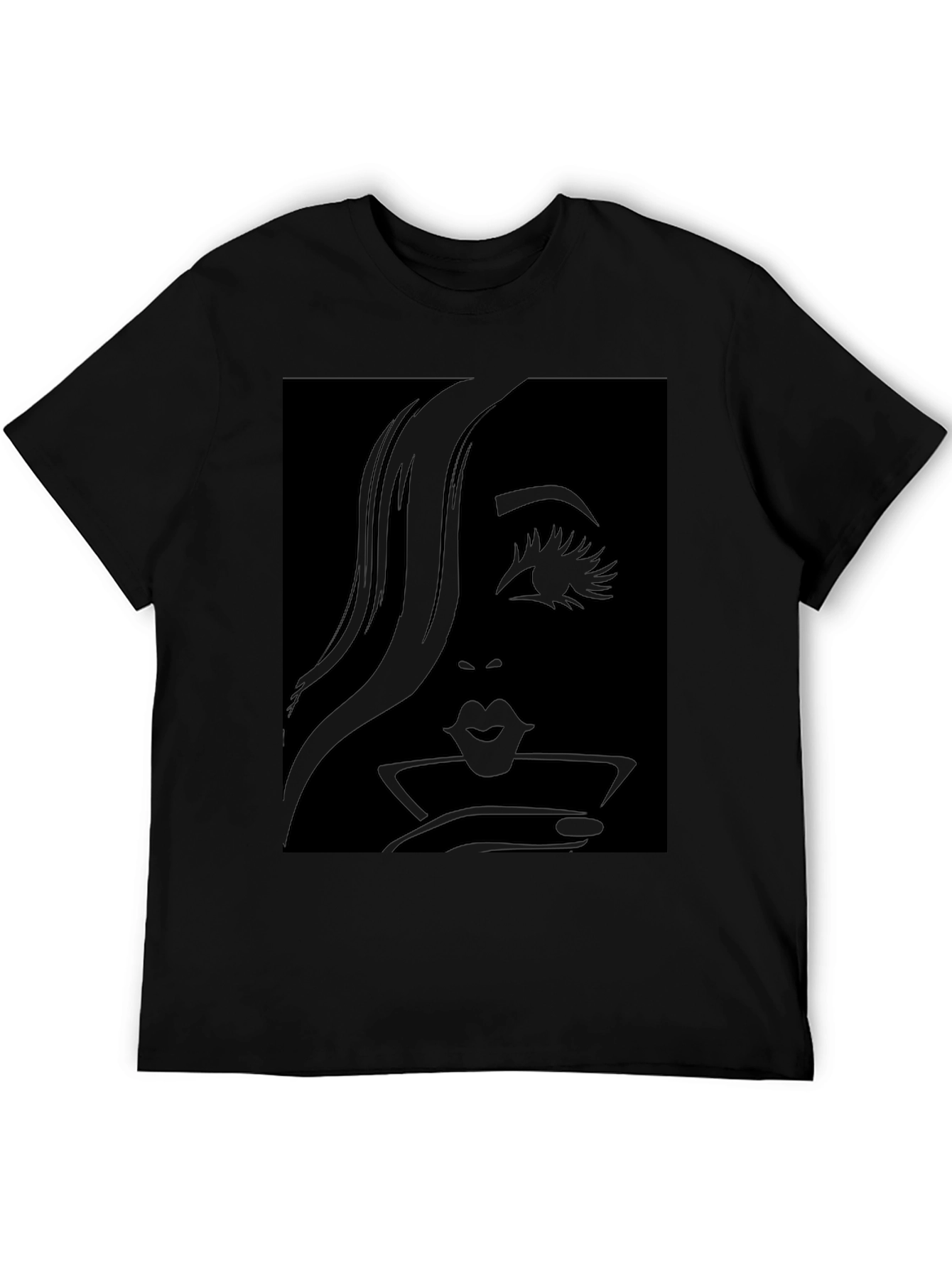 Black Silhouette Woman's Face Martini T-Shirt view 5