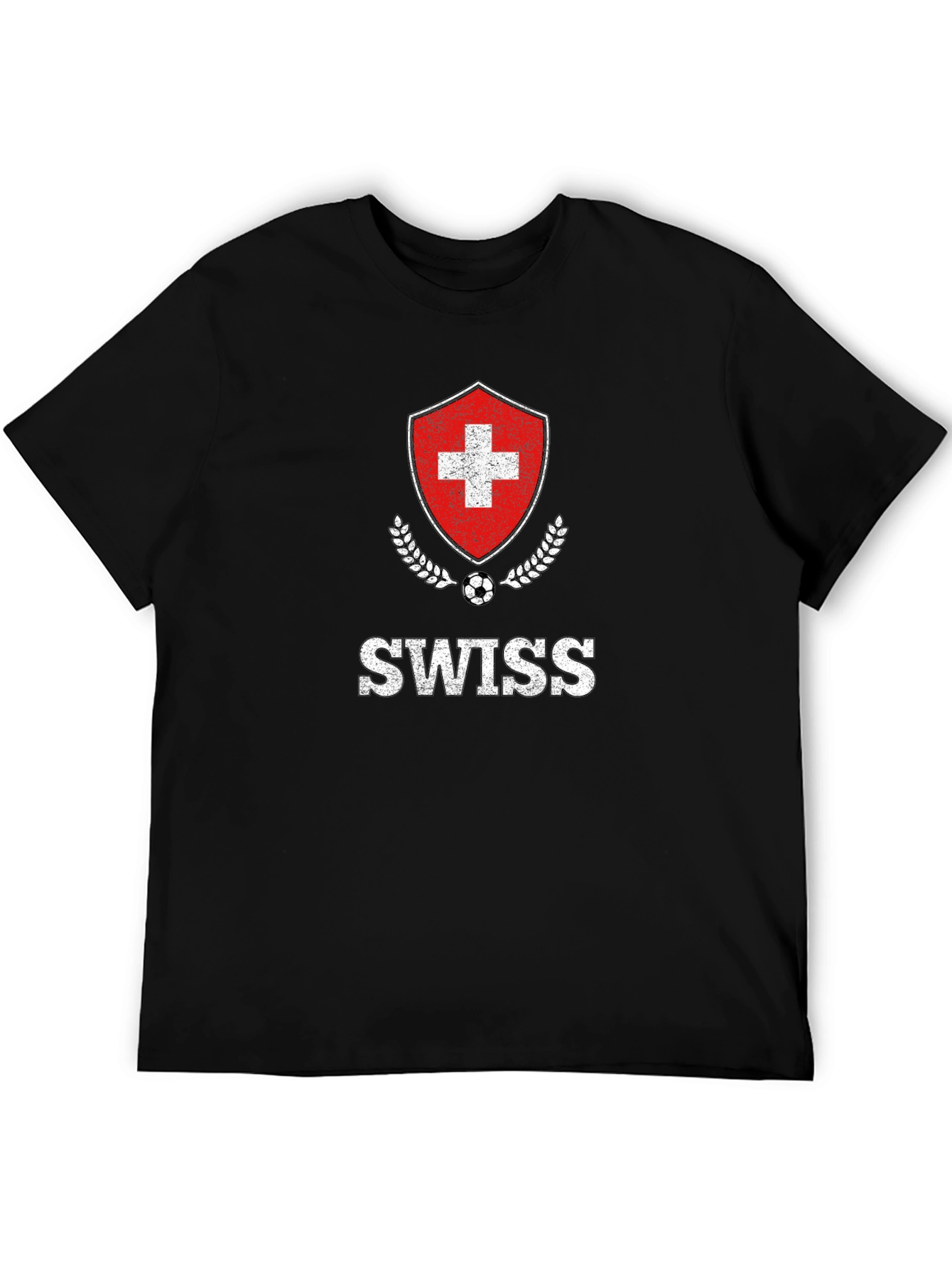 Black Swiss Soccer Pride T-Shirt - Black Cotton Tee view 5