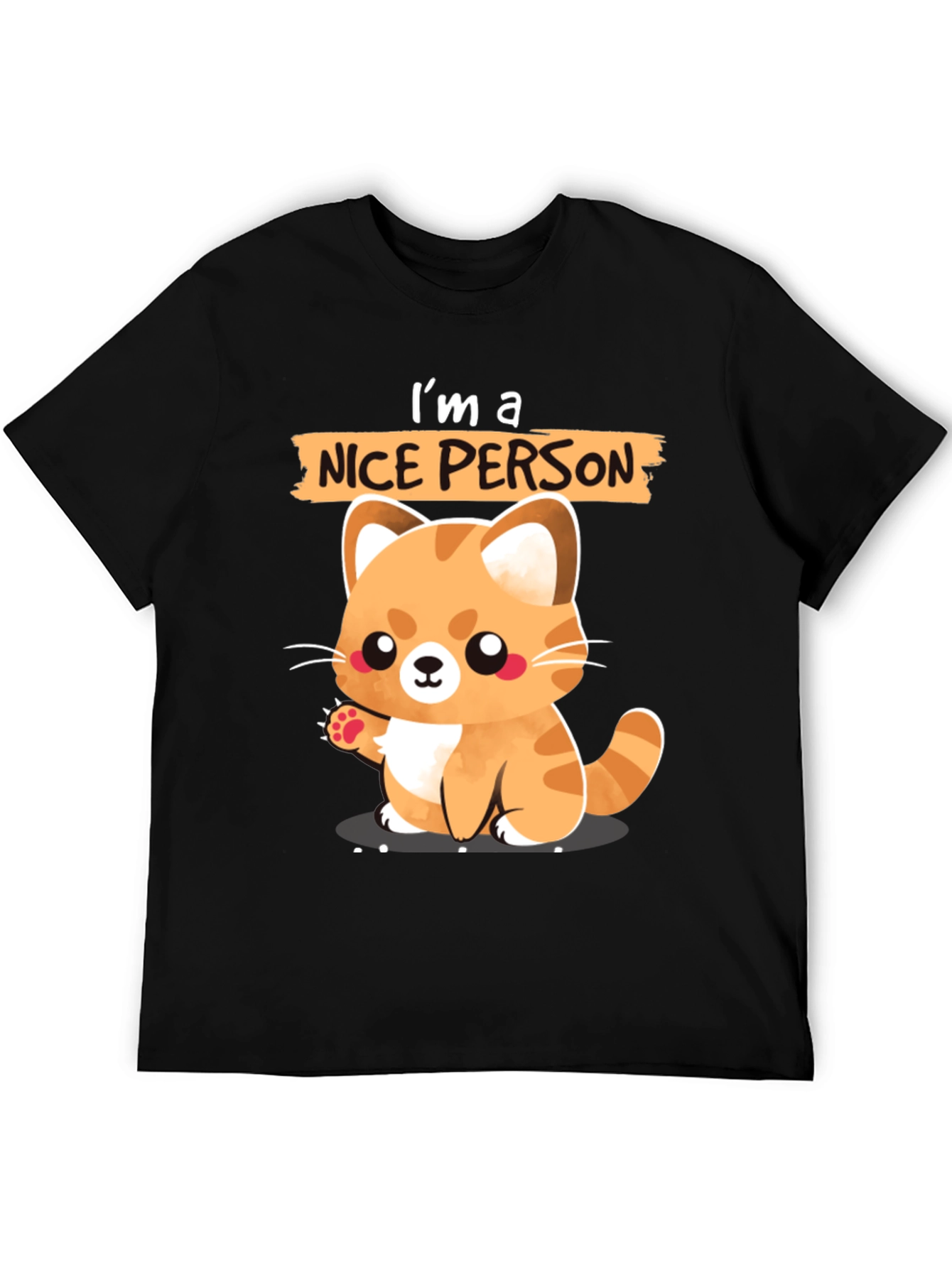 Black Cute Cat Lover T-Shirt - I'm a Nice Person view 5