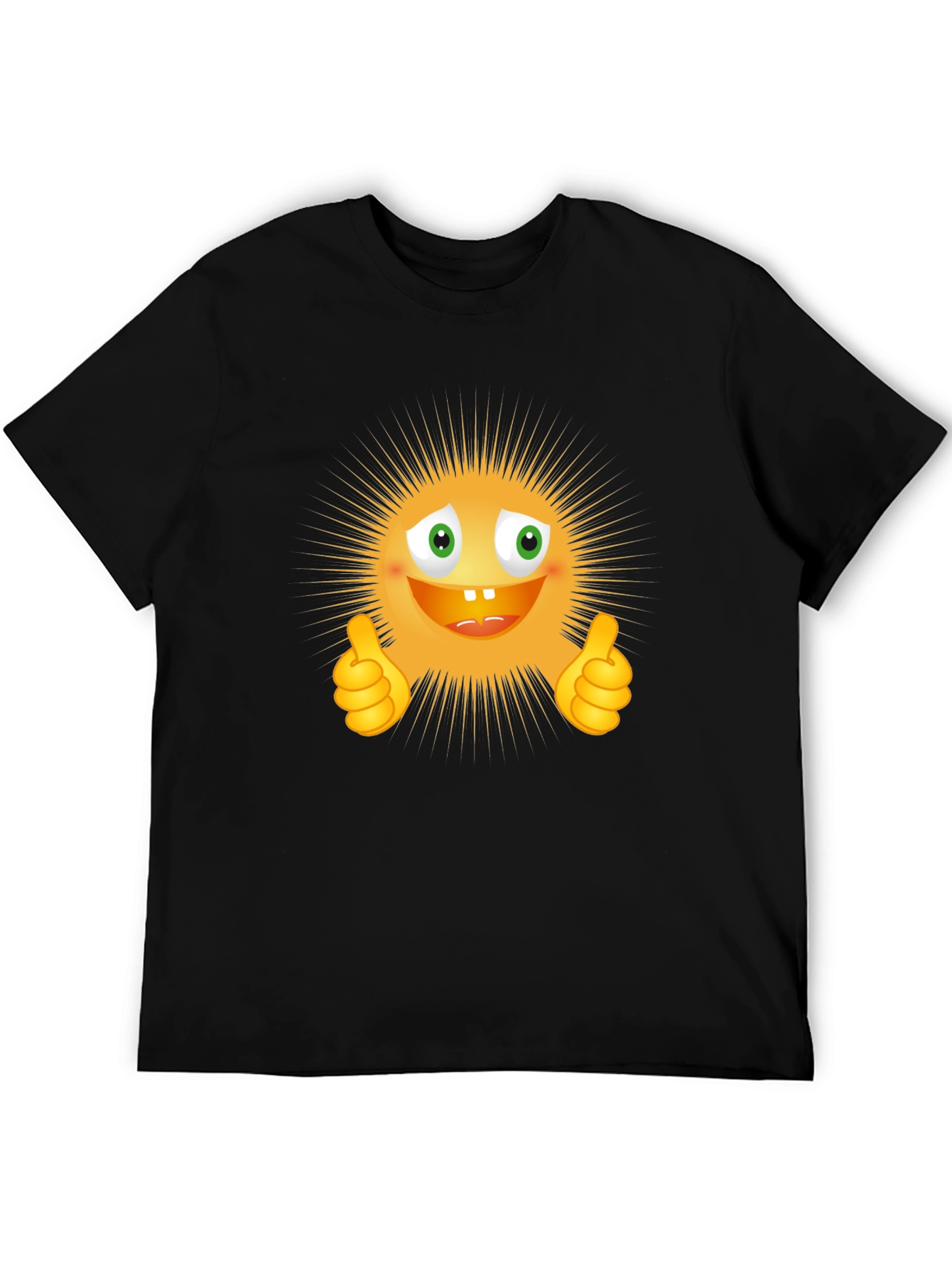 Black Funny Smiley Face Thumbs Up Graphic T-Shirt view 5