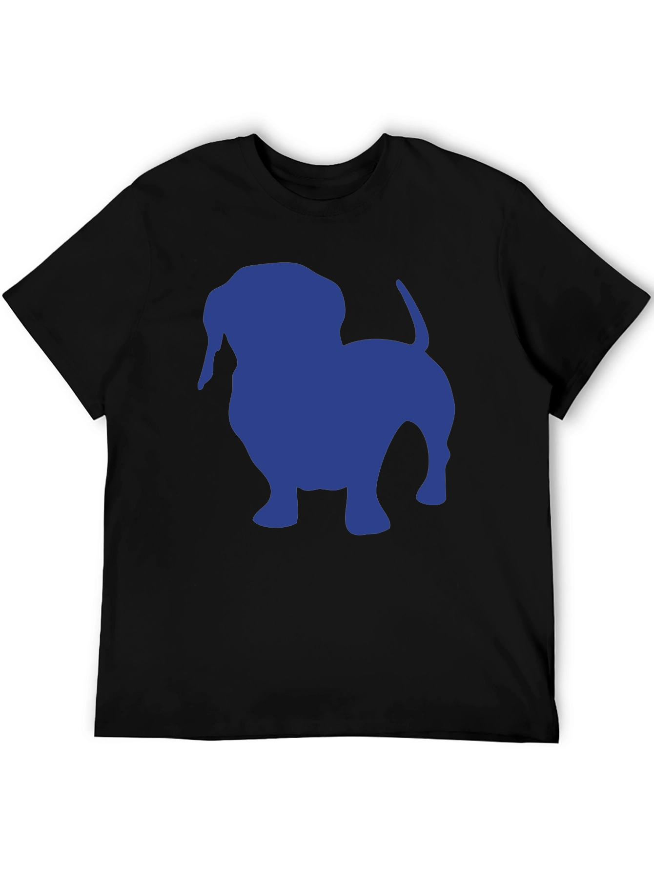 Black Dachshund Silhouette Tee - Black Cotton Casual T-Shirt view 5