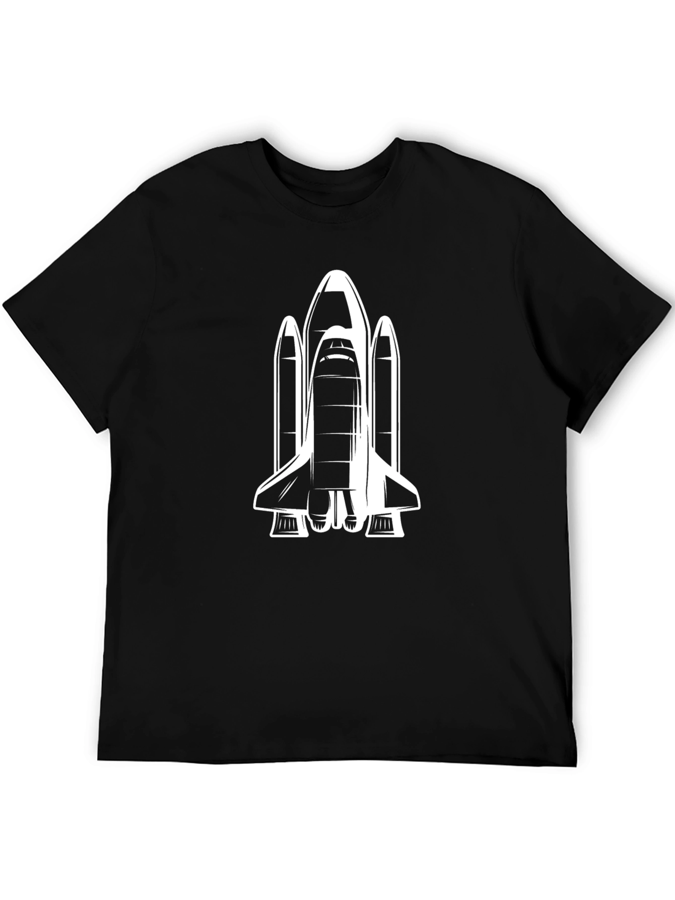 Black Space Shuttle Graphic Tee - Black Cotton T-Shirt view 5