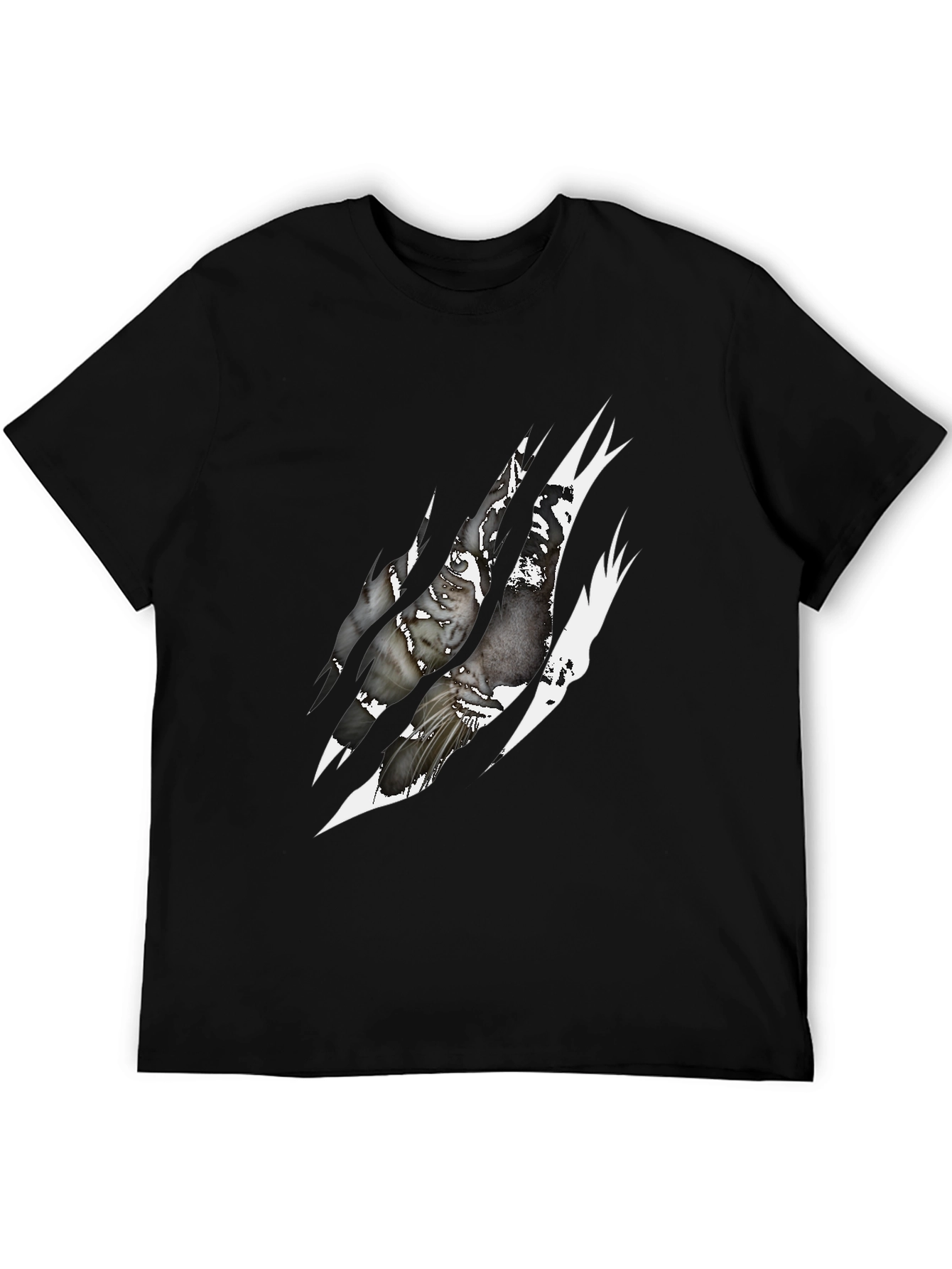 Black Ripped Claw Graphic Print Black T-Shirt view 5