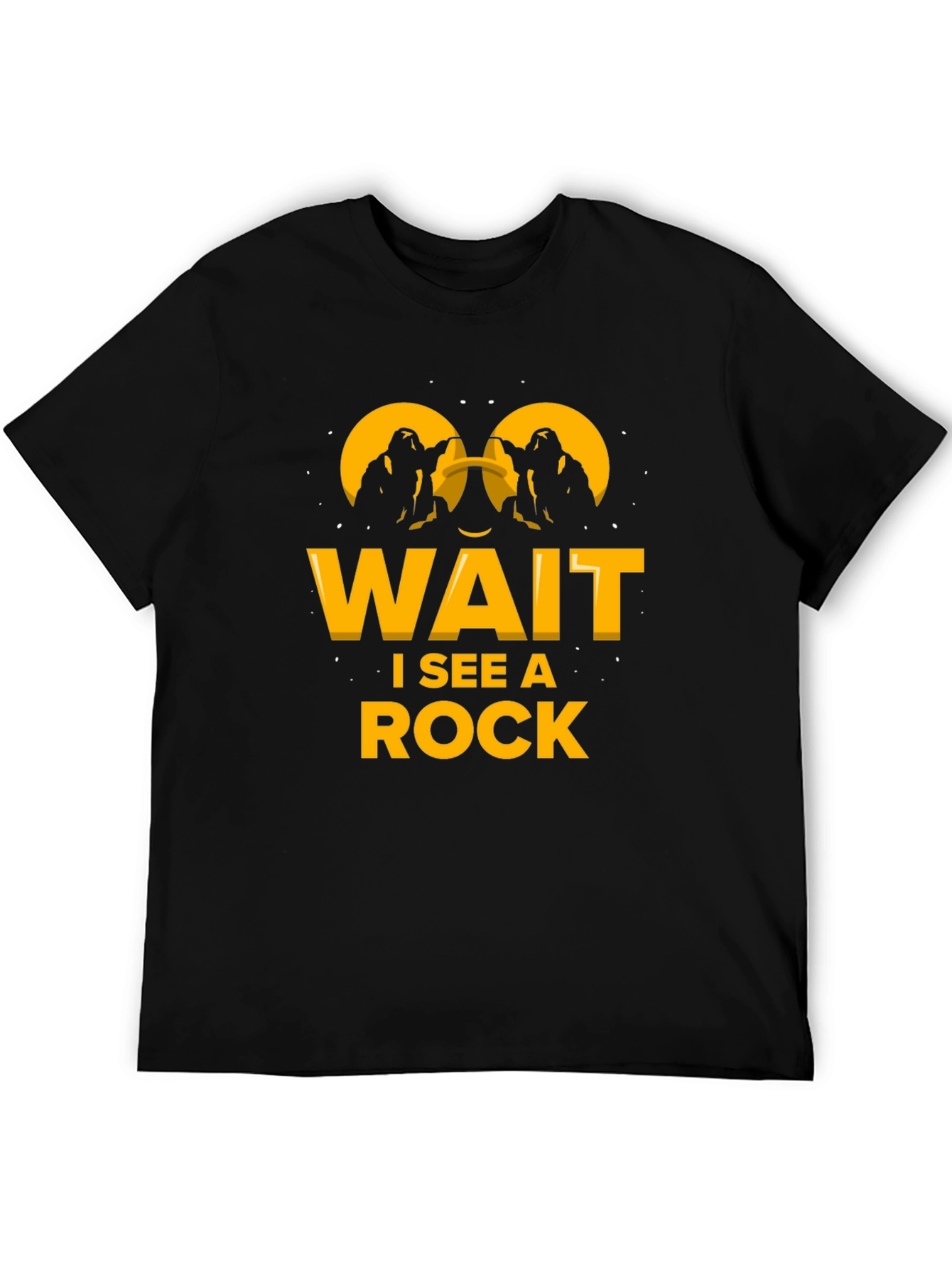 Black Wait I See A Rock Funny Black T-Shirt view 5