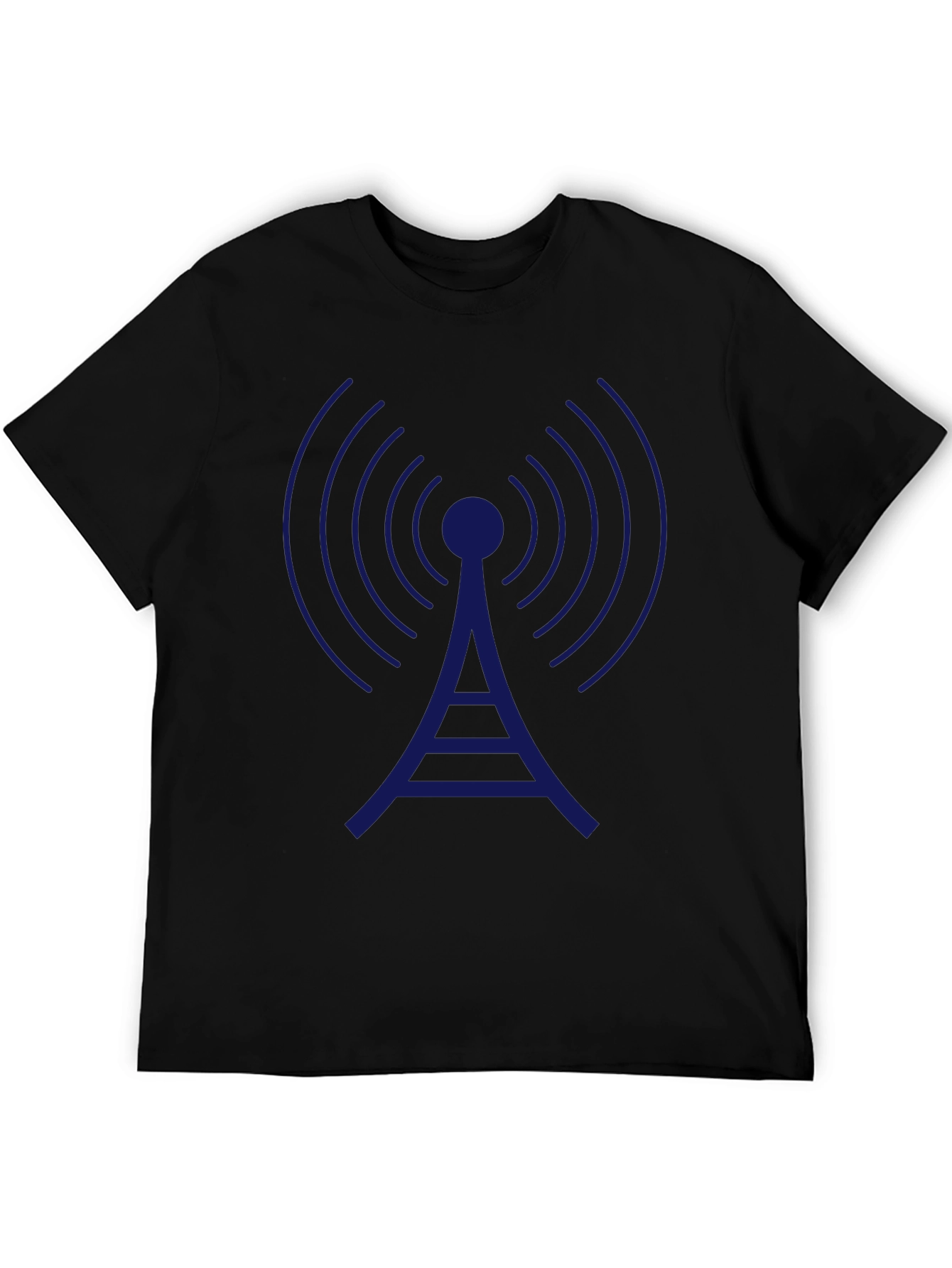 Black Radio Tower Graphic Tee - Classic Black T-Shirt view 5