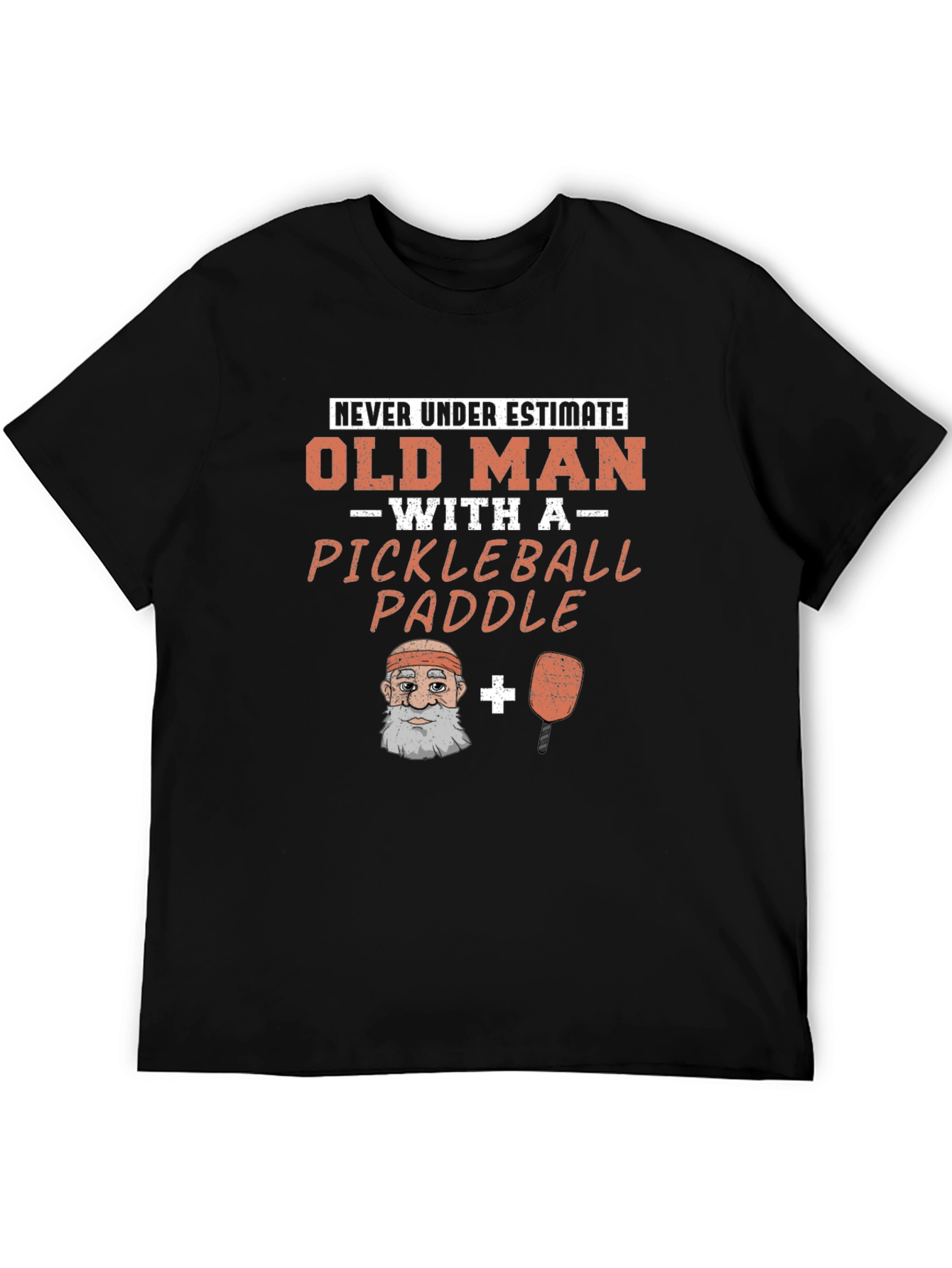 Black Old Man Pickleball Paddle Funny Graphic Tee view 5