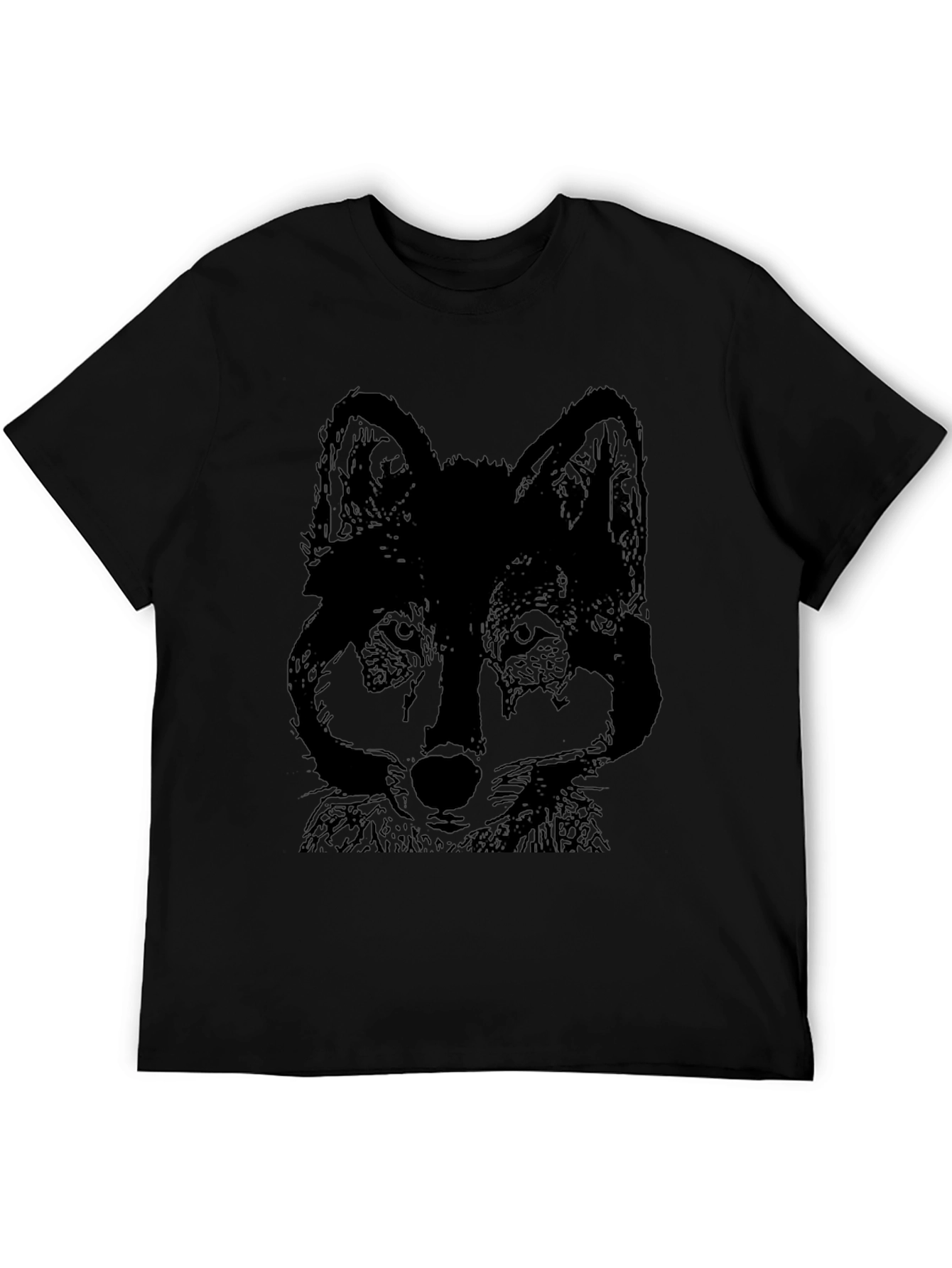 Black Black Wolf Graphic Tee - Men's Casual Short Sleeve Shirt view 5