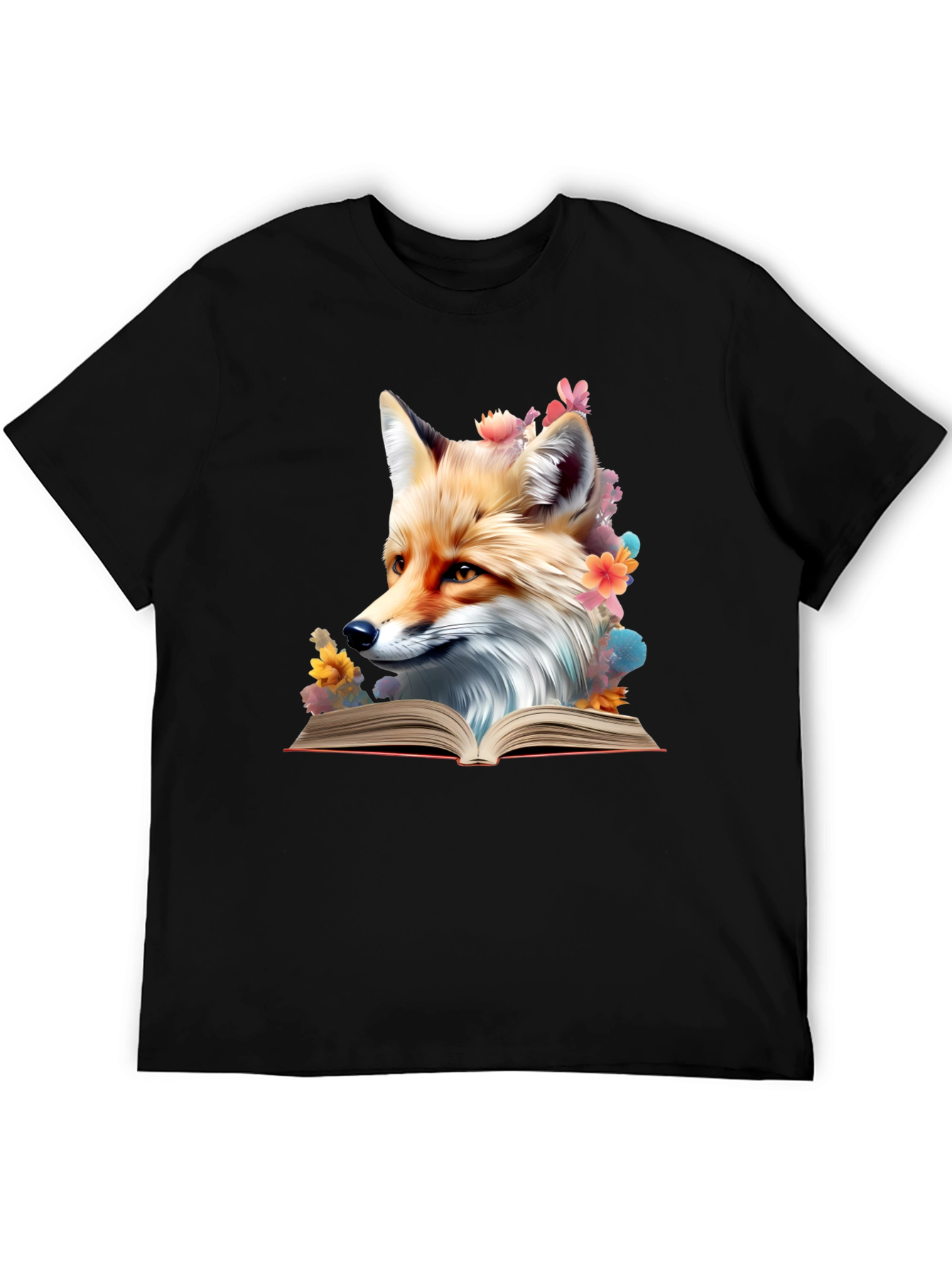 Black Fox Reading Book T-Shirt - Unique Animal Lover Tee view 5