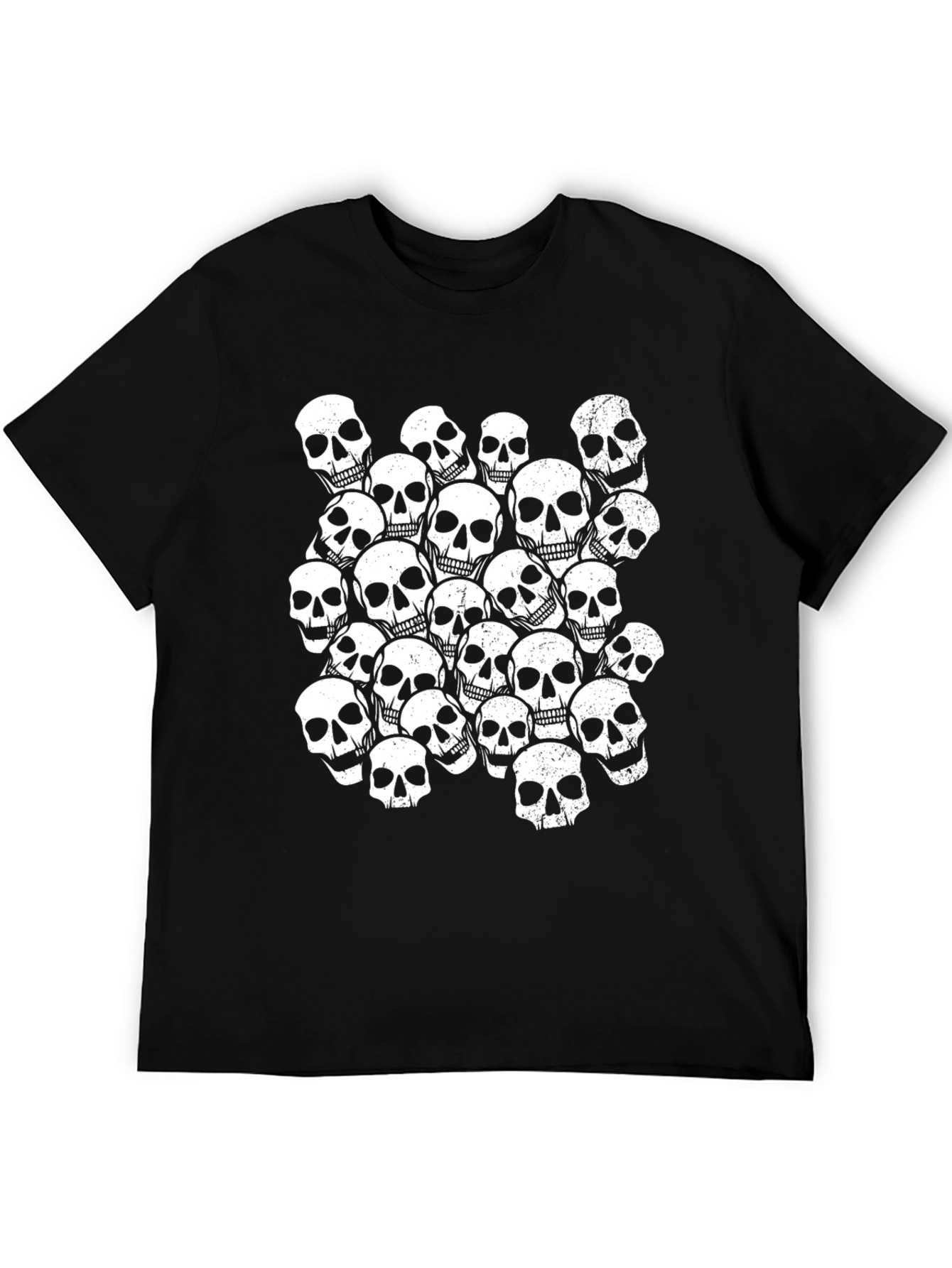 Black Skull Pile Black T-Shirt - Graphic Tee for Men view 5