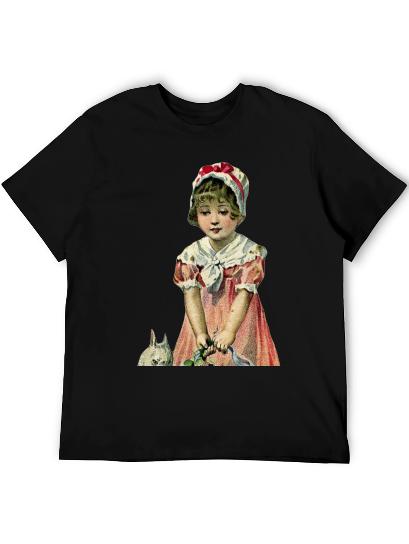 Black Vintage Girl with Rabbit T-Shirt view 5
