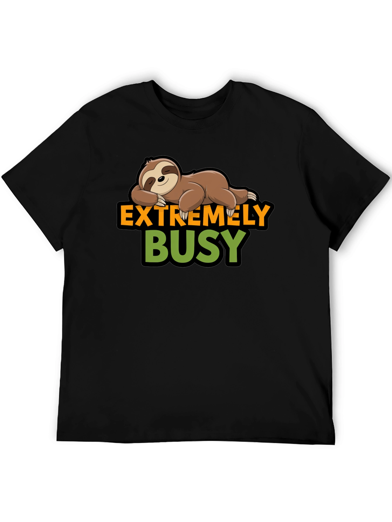 Black Extremely Busy Sloth Graphic T-Shirt view 5