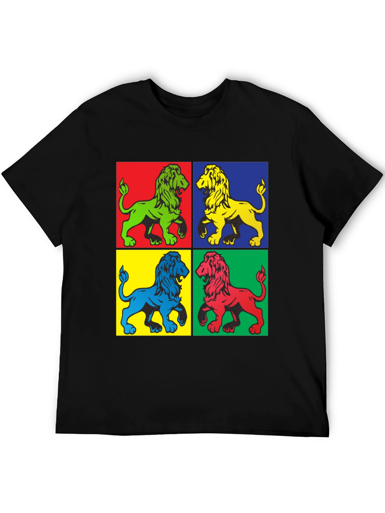 Black Pop Art Lion Graphic Tee view 5