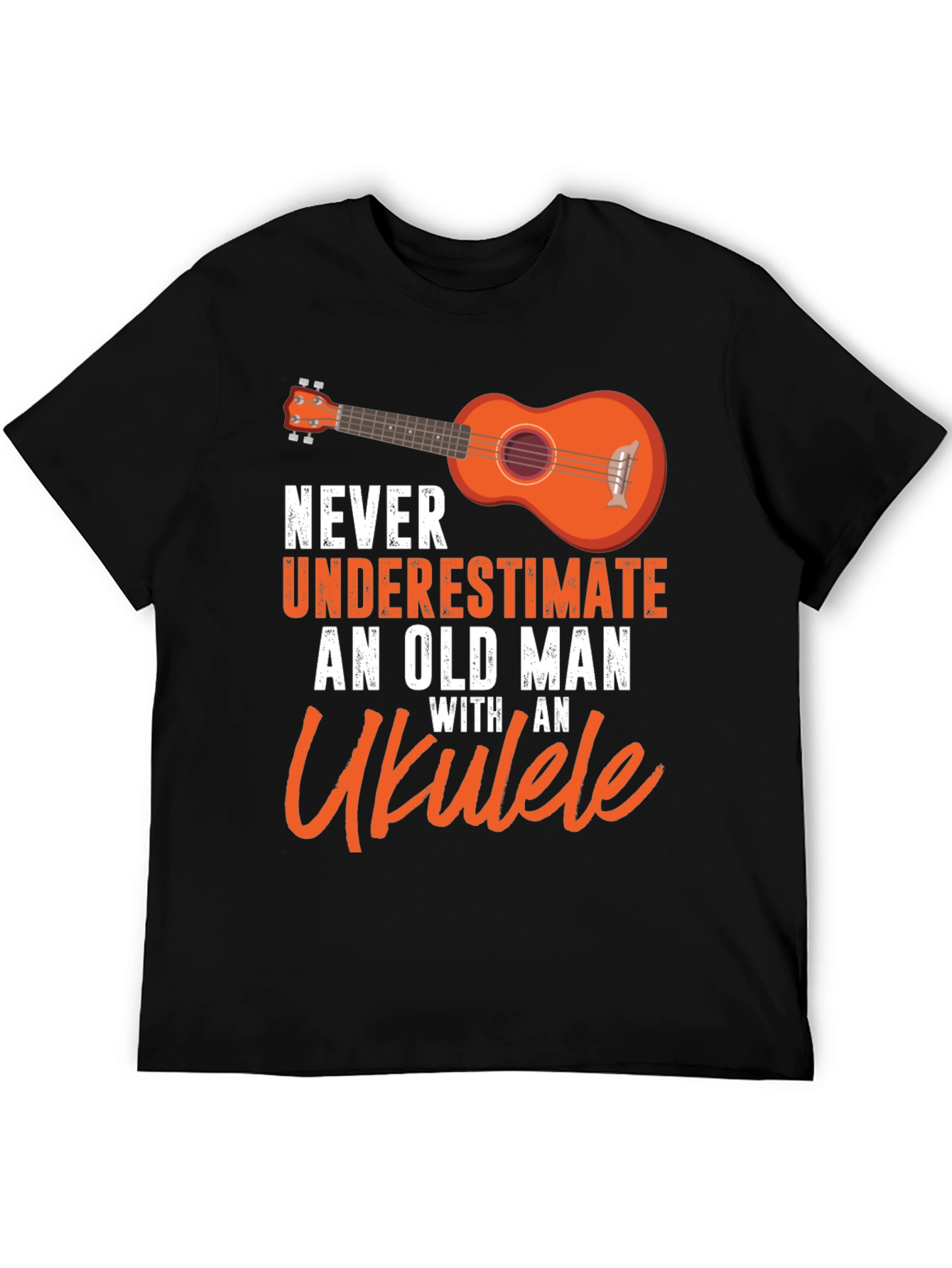 Black Ukulele Old Man T-Shirt - Music Lover Gift view 5
