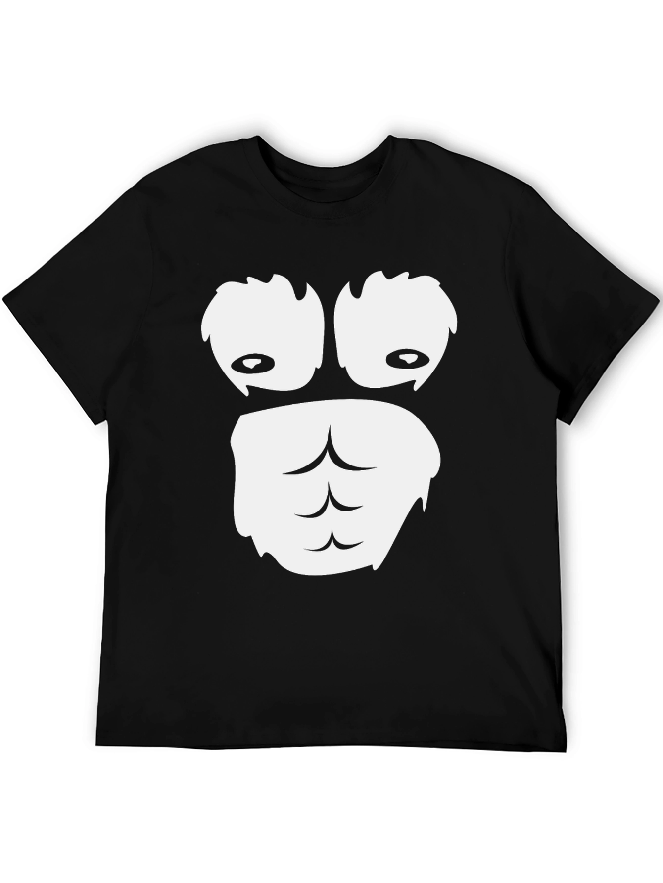 Black Funny Gorilla Face Graphic T-Shirt - Black Cotton Tee view 5