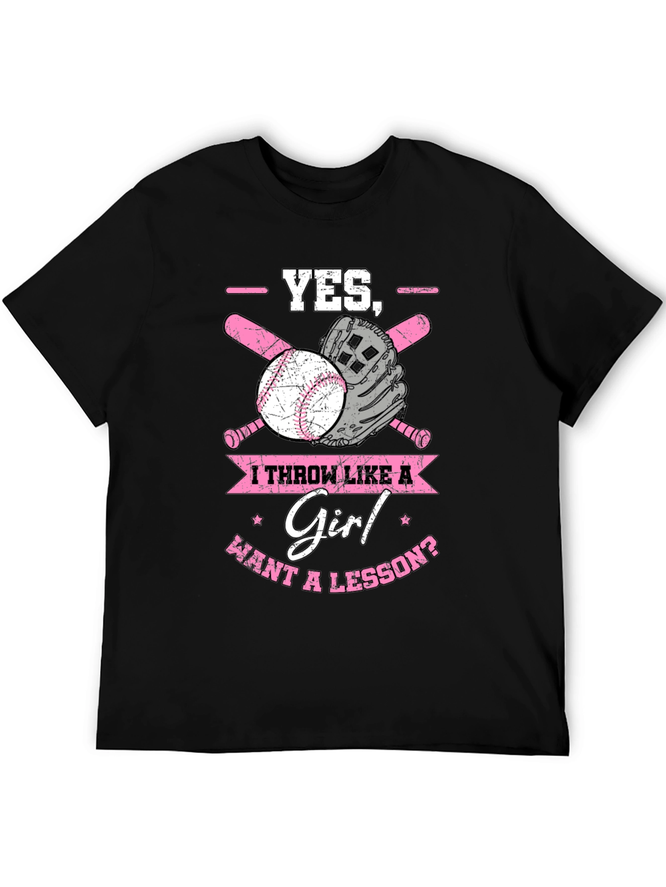 Black Yes, I Throw Like a Girl T-Shirt Baseball Bat Glove view 5