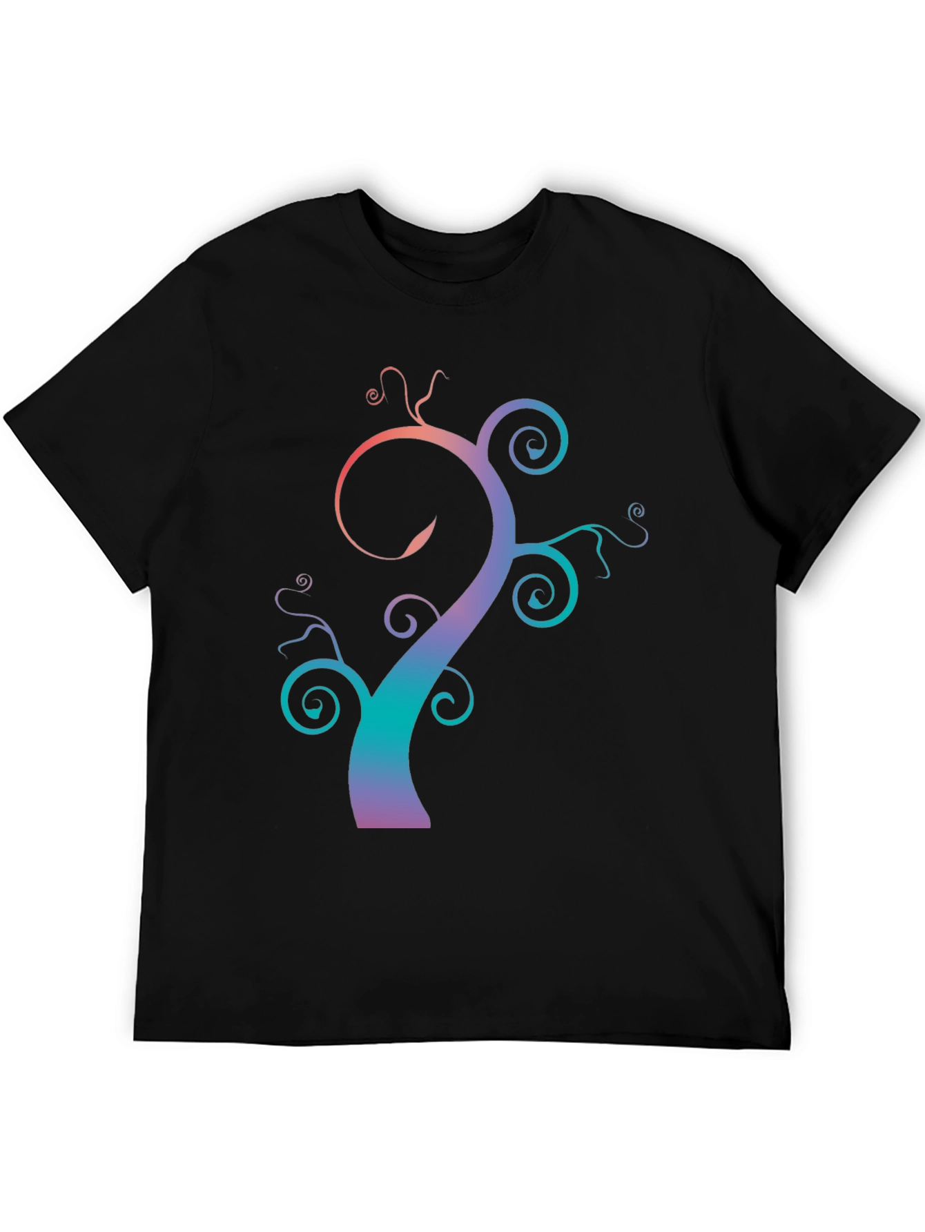 Black Gradient Tree Graphic Tee - Black Unisex T-Shirt view 5