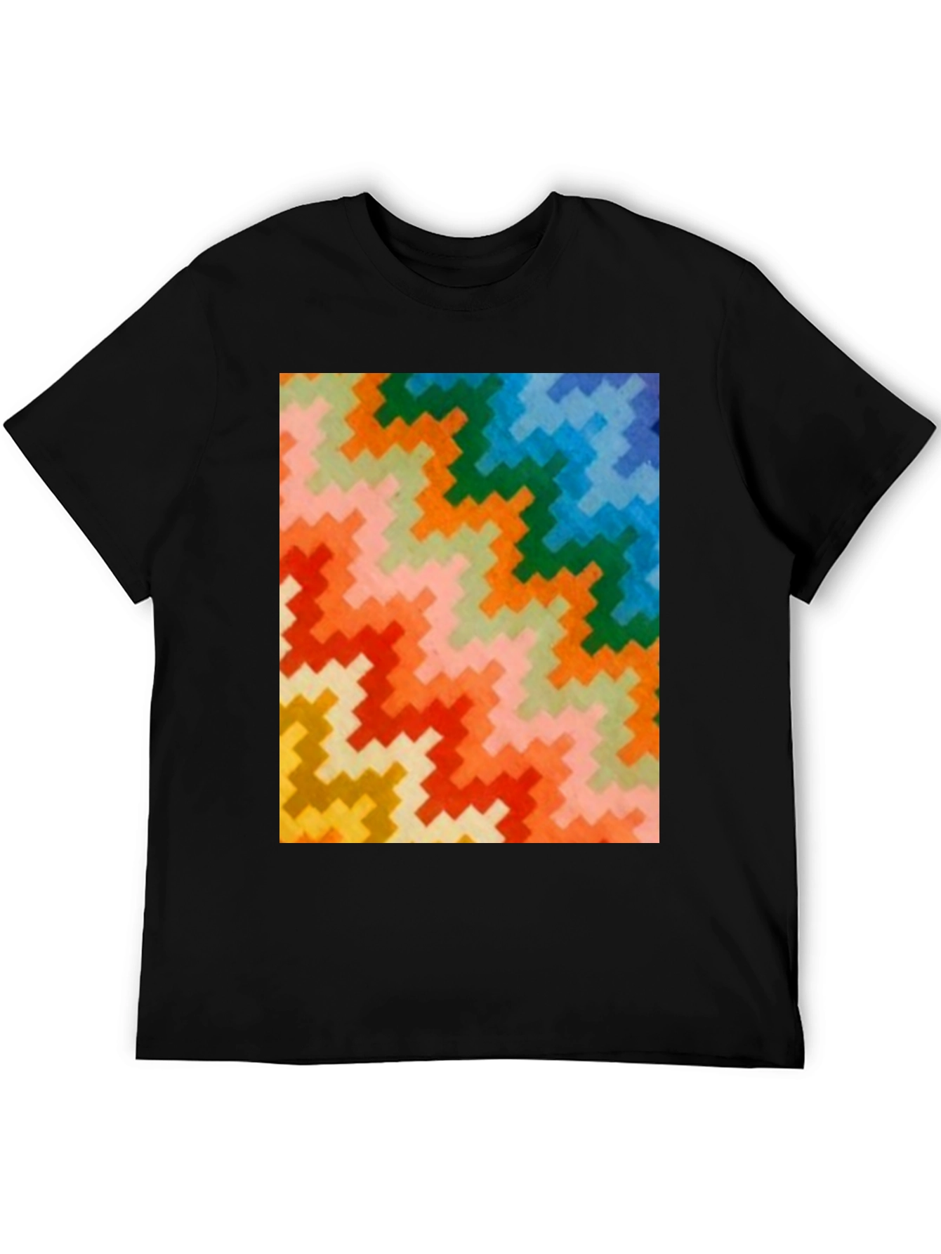 Black Retro Zig-Zag Pattern Tee - Bold & Funky view 5