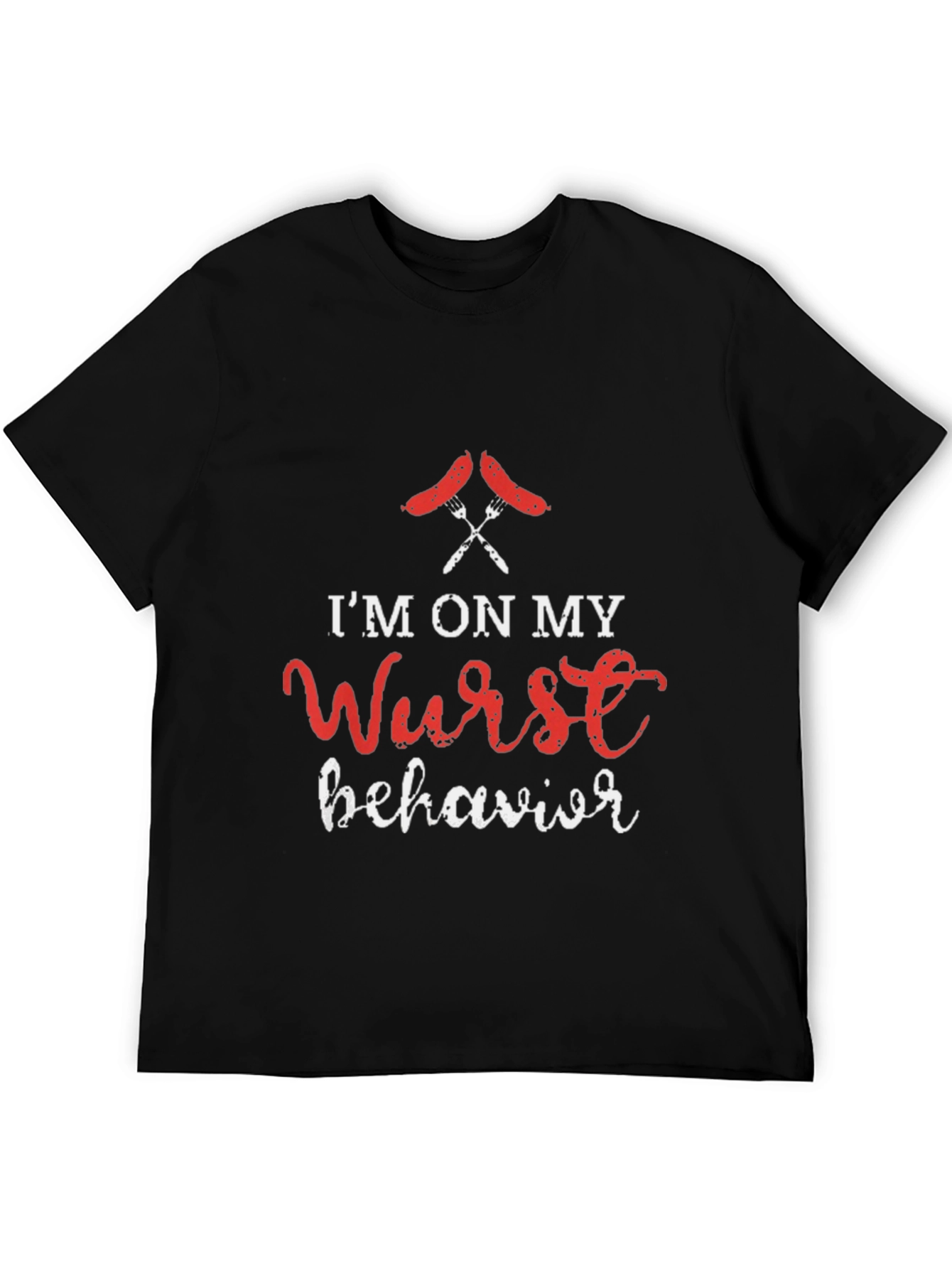 Black Wurst Behavior Graphic Tee - Funny Sausage Pun T-Shirt view 5
