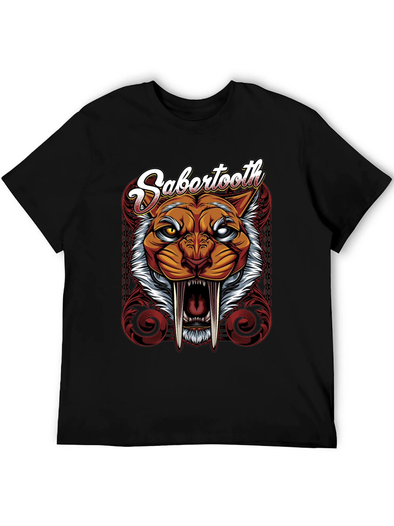 Black Sabertooth Graphic Tee - Fierce Feline T-Shirt view 5