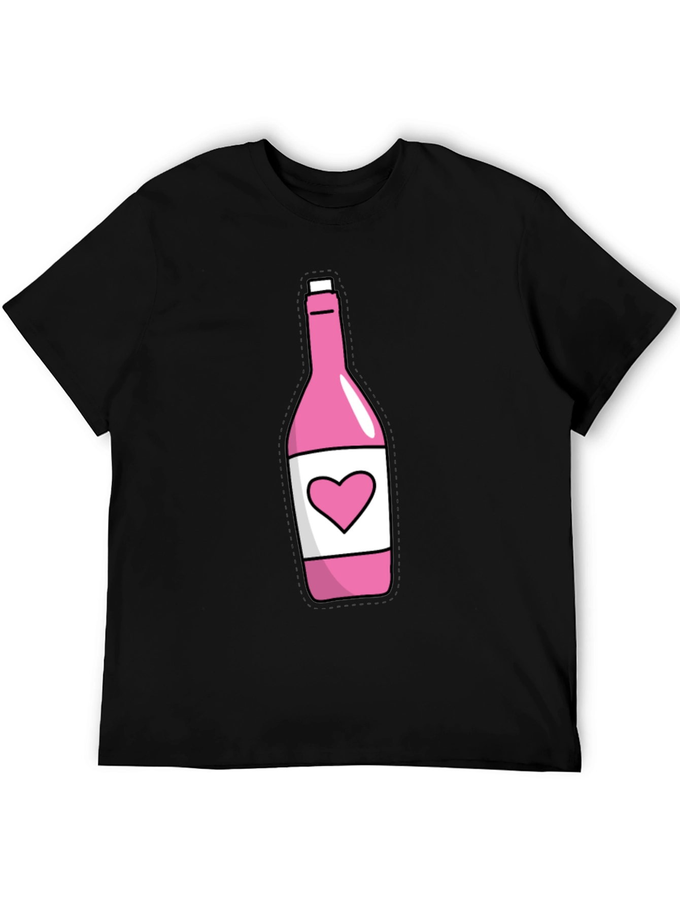 Black Pink Heart Bottle T-Shirt - Novelty Graphic Tee view 5