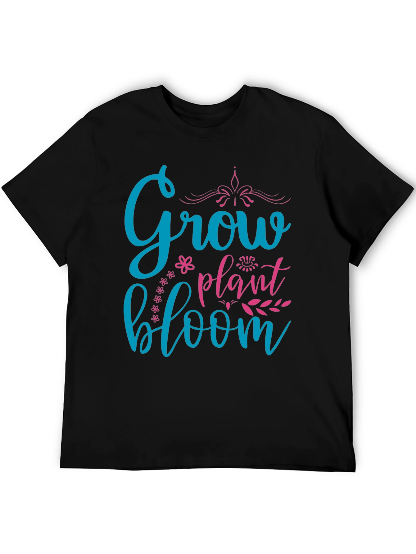 Black Grow Plant Bloom T-Shirt - Black Graphic Tee view 5