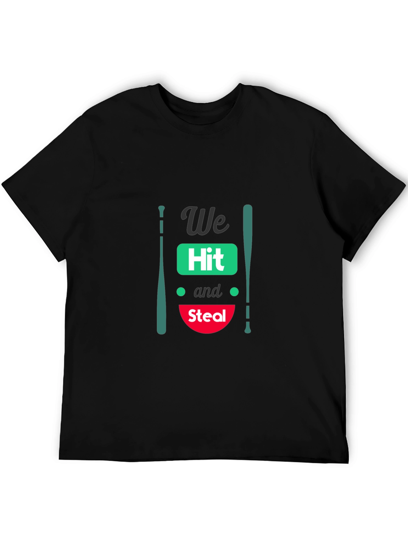 Black We Hit and Steal Baseball T-Shirt view 5