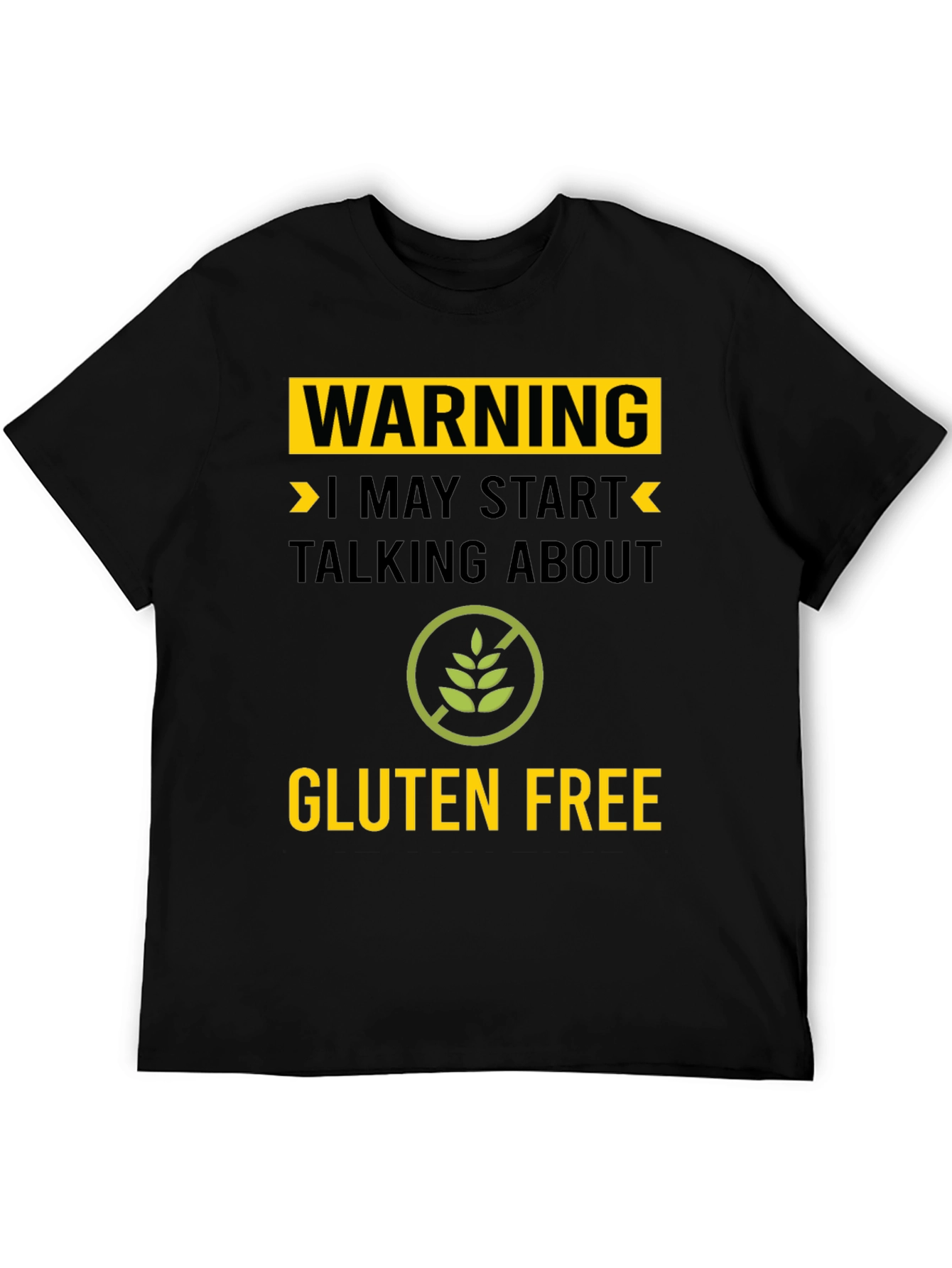 Black Warning Gluten Free T-Shirt - Talk About Gluten Free! view 5