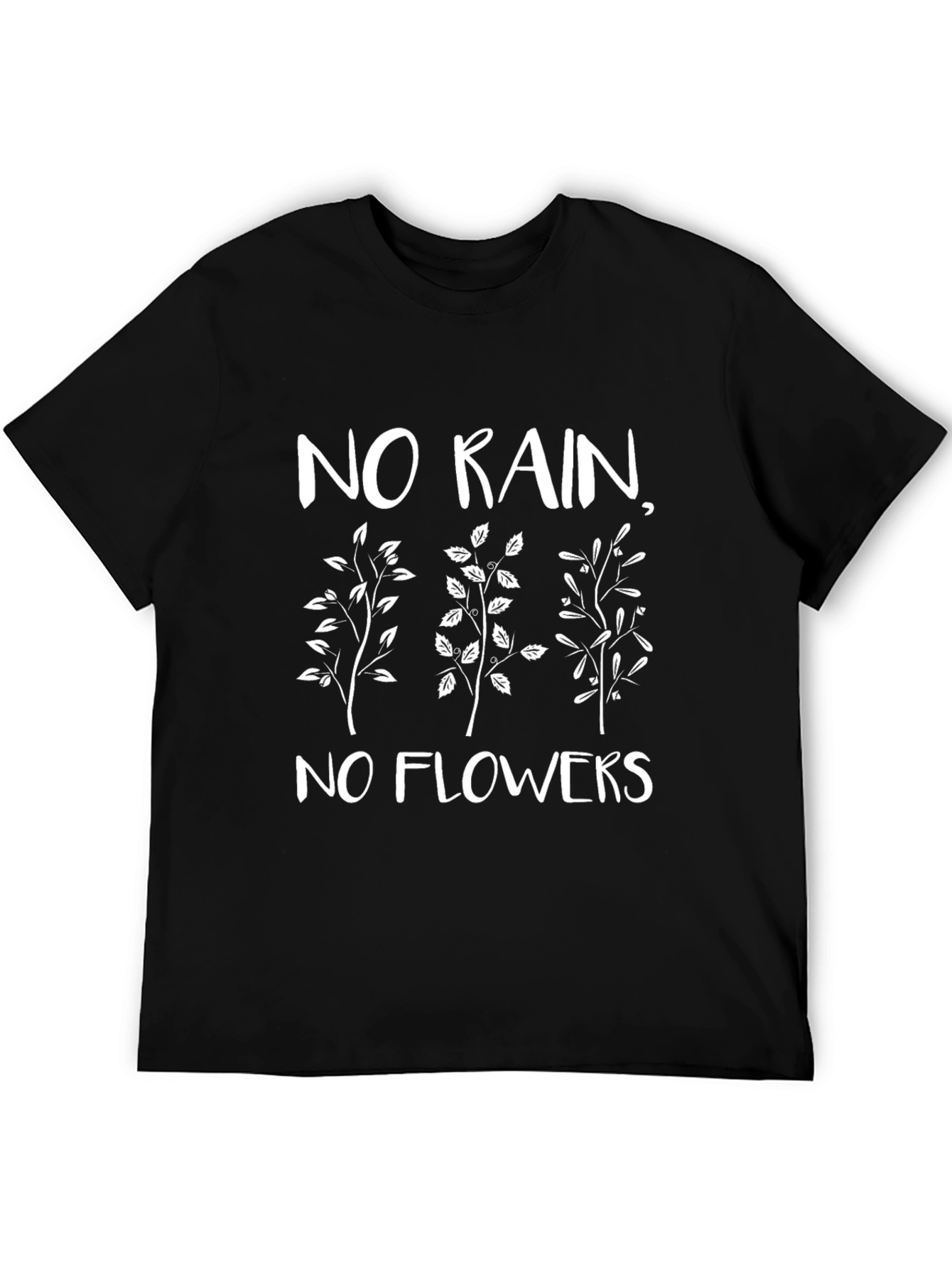 Black Inspirational Graphic Tee - No Rain No Flowers view 5