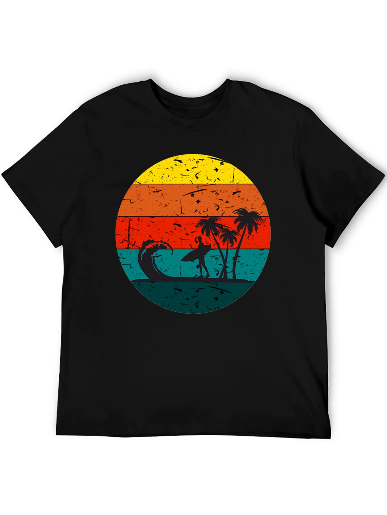 Black Retro Sunset Surfer T-Shirt - Black view 5