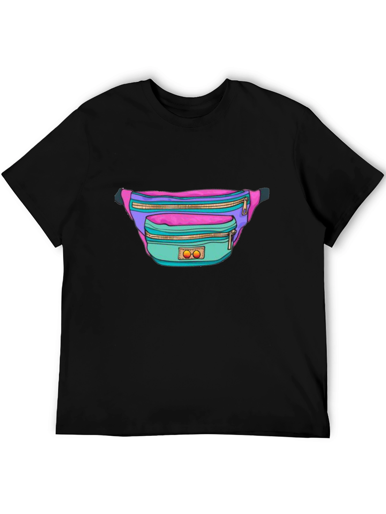 Black Retro Fanny Pack Graphic Tee - 80s/90s Style view 5