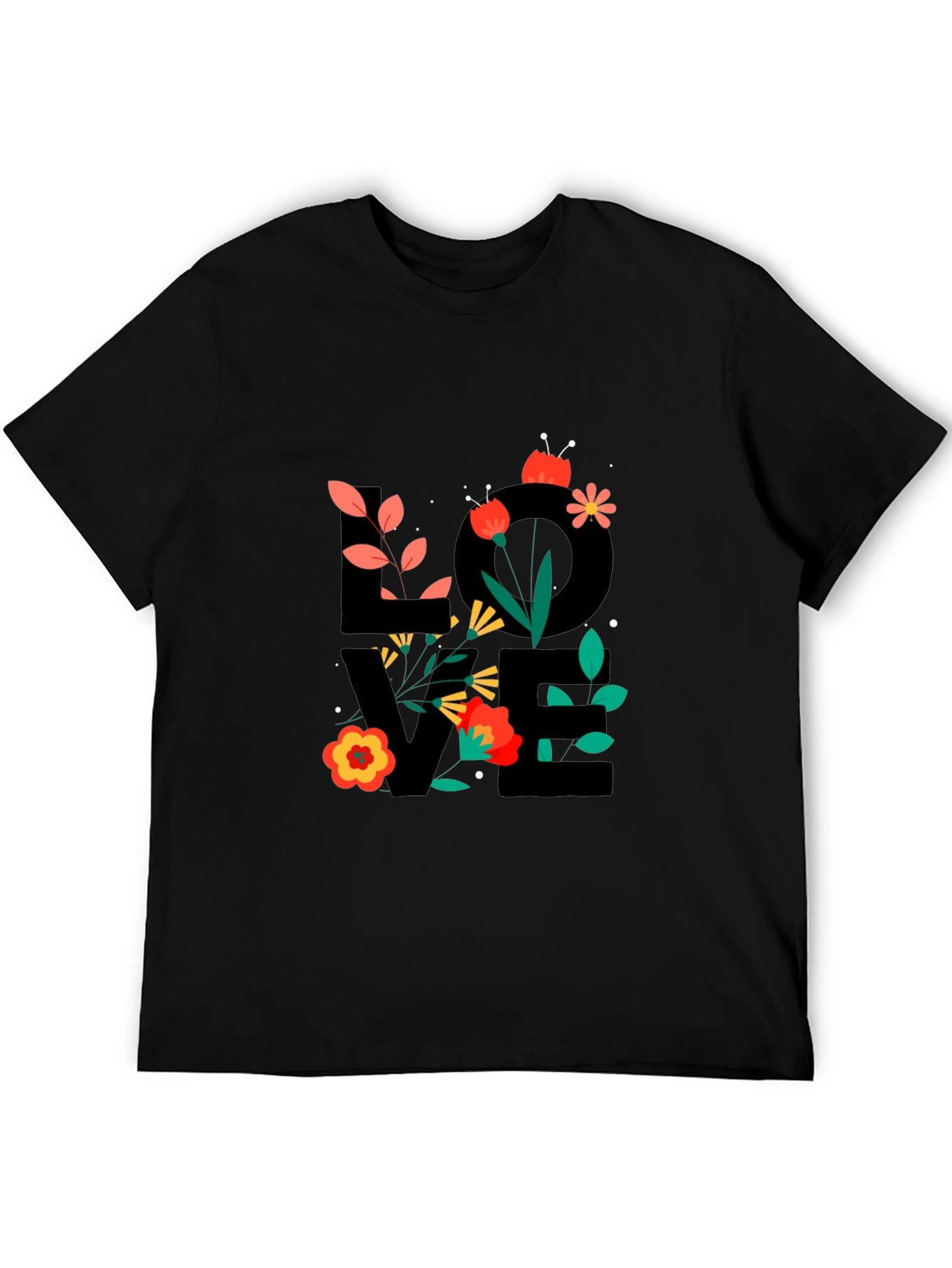 Black Floral LOVE Graphic T-Shirt - Trendy Casual Tee view 5