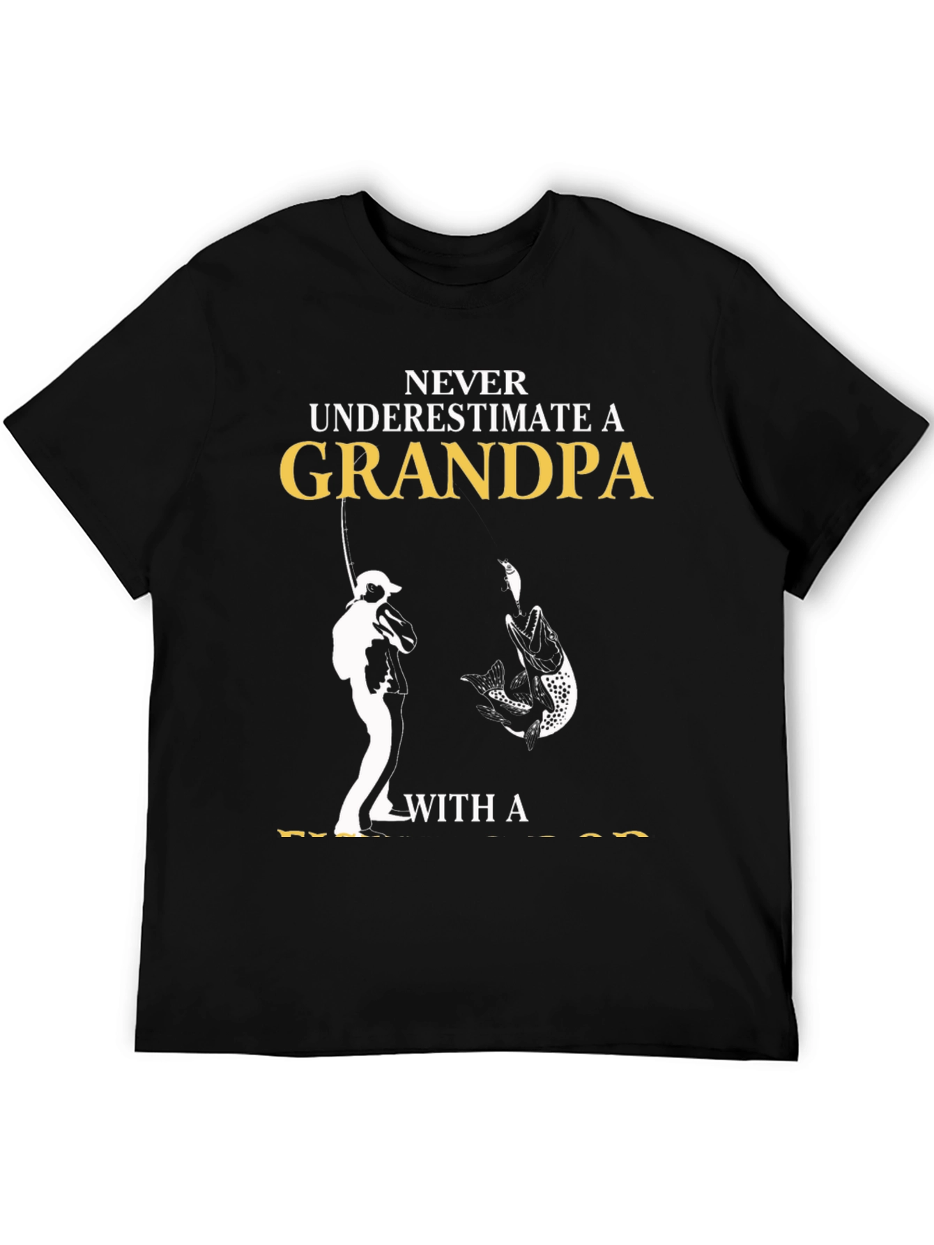 Black Never Underestimate a Grandpa Fishing T-Shirt view 5