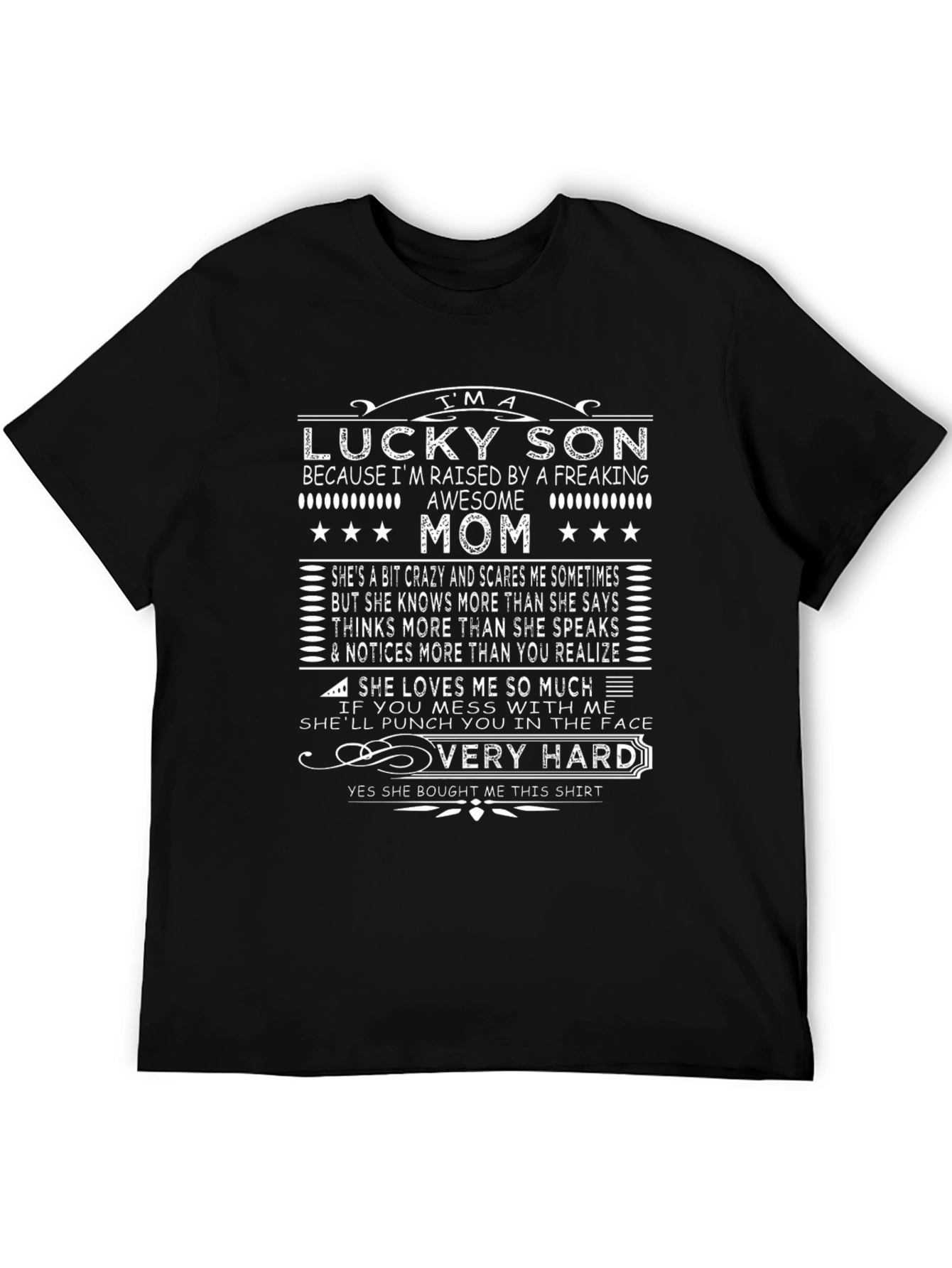 Black Lucky Son Awesome Mom Graphic Tee view 5