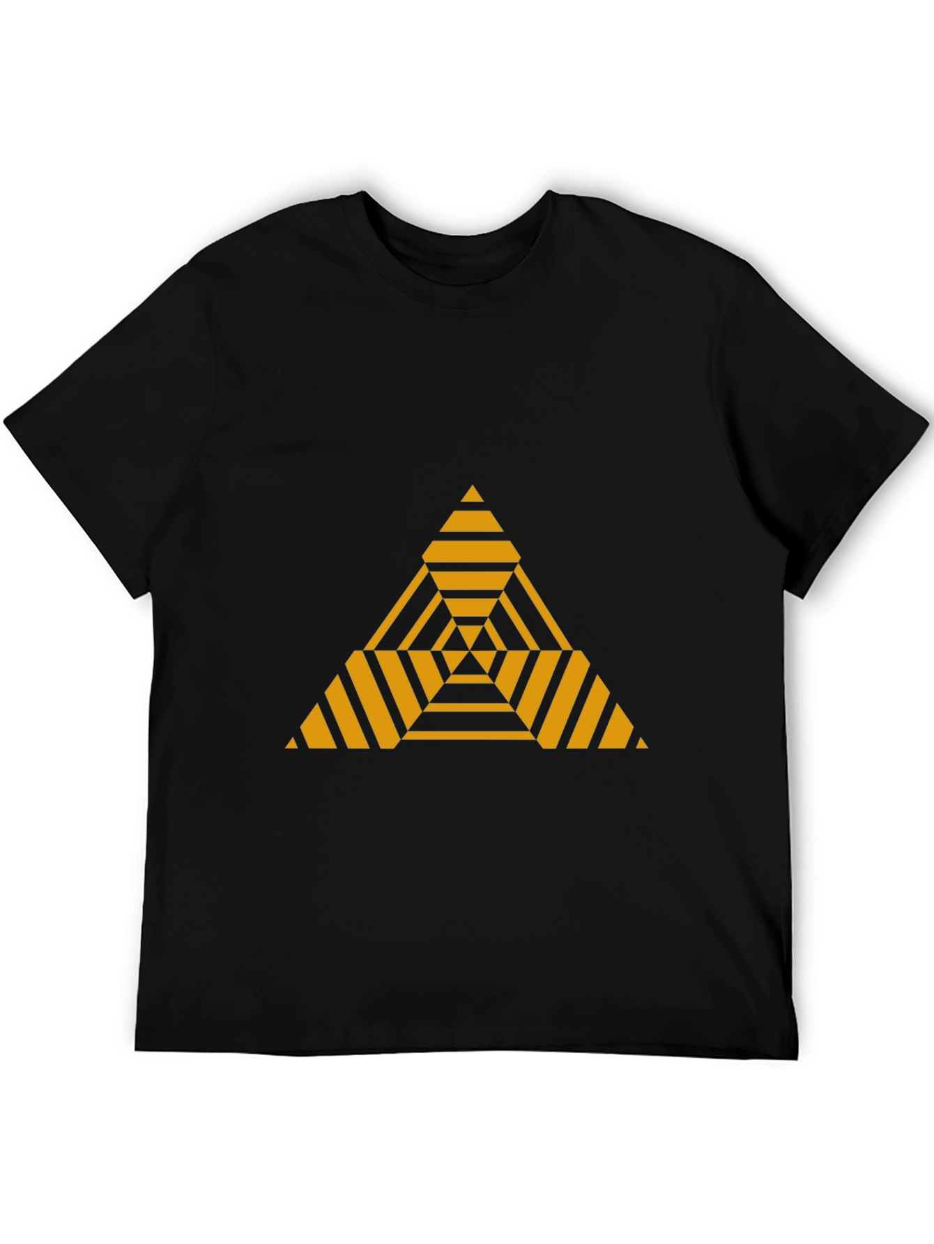 Black Geometric Triangle Graphic Tee - Modern Black T-Shirt view 5