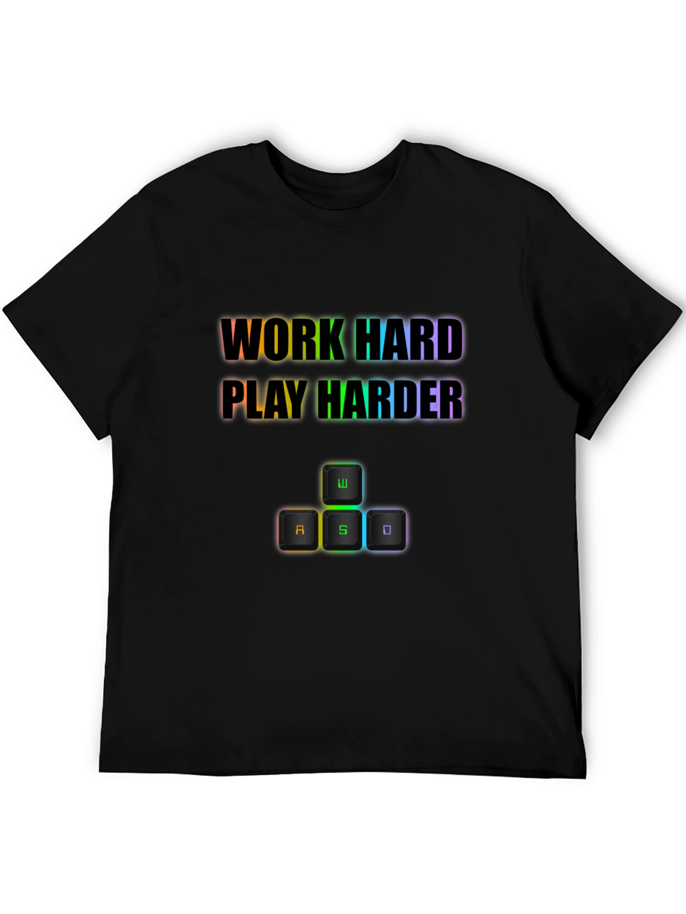 Black Work Hard Play Harder Gaming T-Shirt view 5