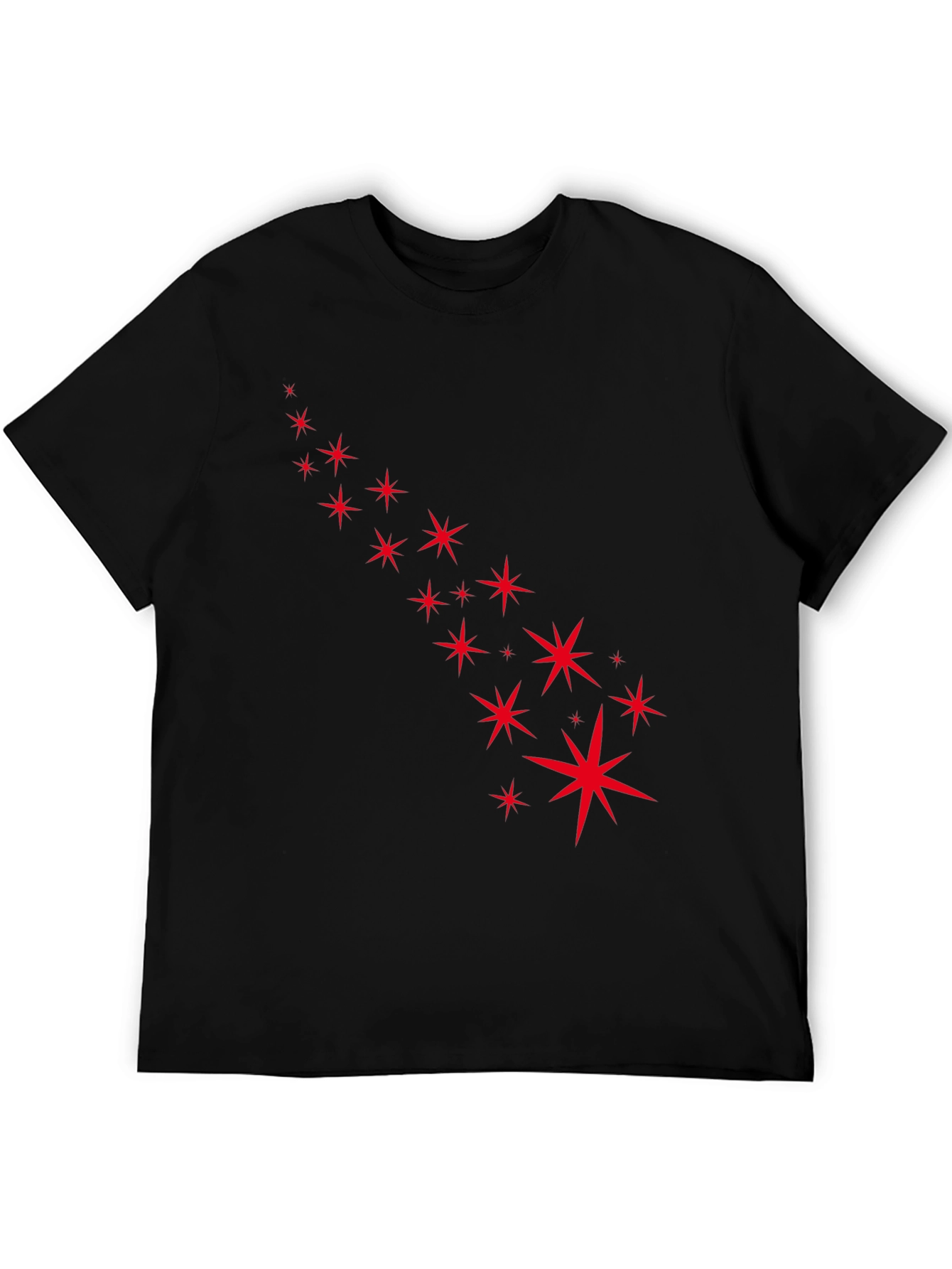 Black Stylish Black Tee with Starry Red Design view 5