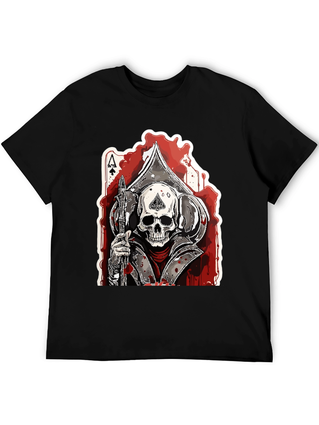 Black Ace of Spades Skull Graphic T-Shirt view 5