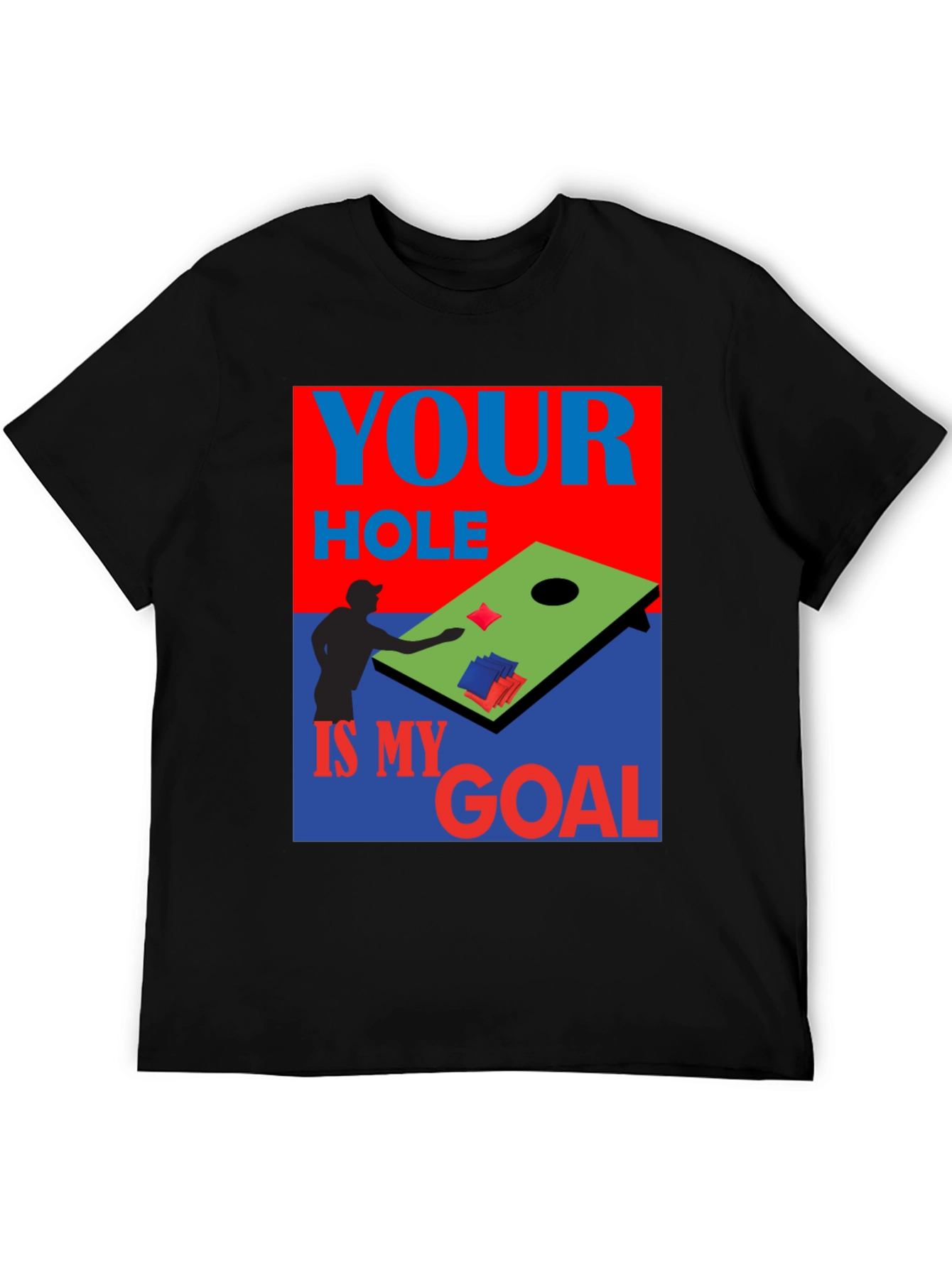 Black Cornhole T-Shirt: Your Hole is My Goal view 5