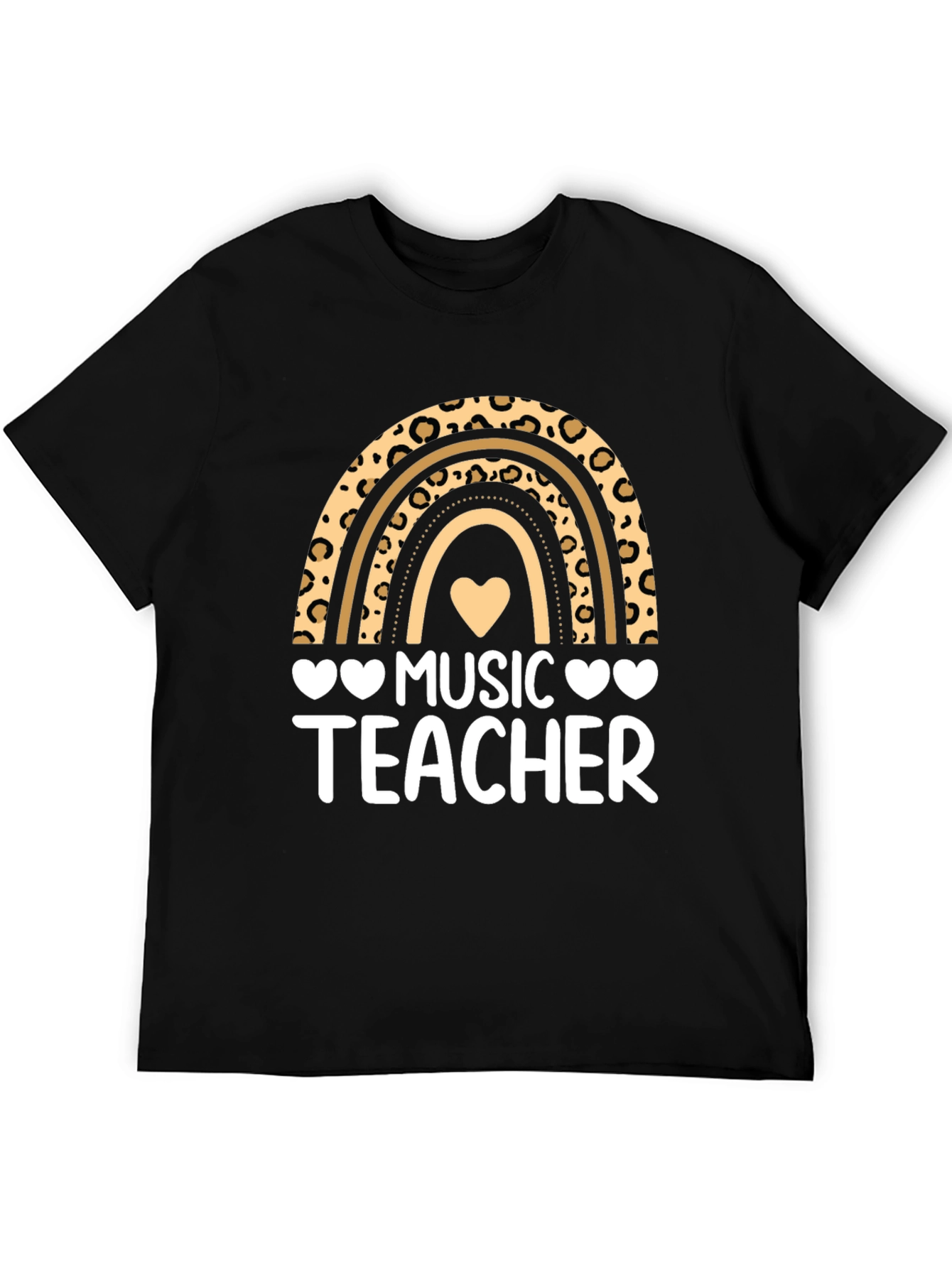 Black Music Teacher Leopard Rainbow Graphic T-Shirt view 5