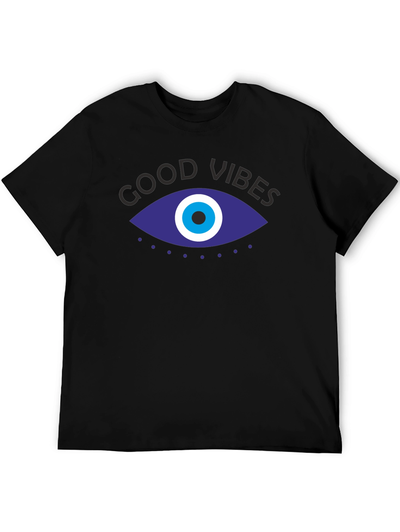 Black Good Vibes Evil Eye Graphic Tee - Black Unisex view 5