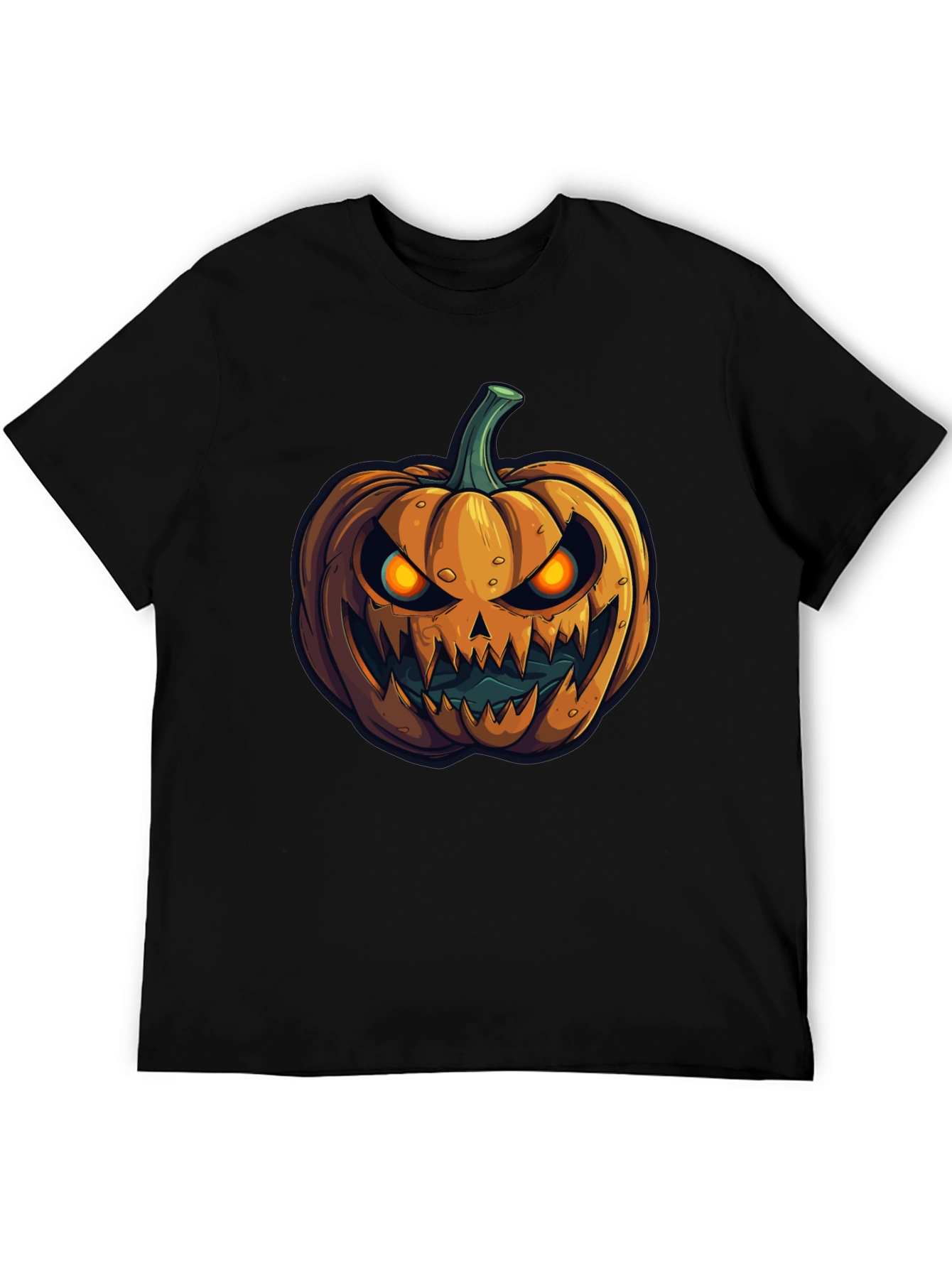 Black Halloween Pumpkin Graphic Tee - Men's Black T-Shirt view 5