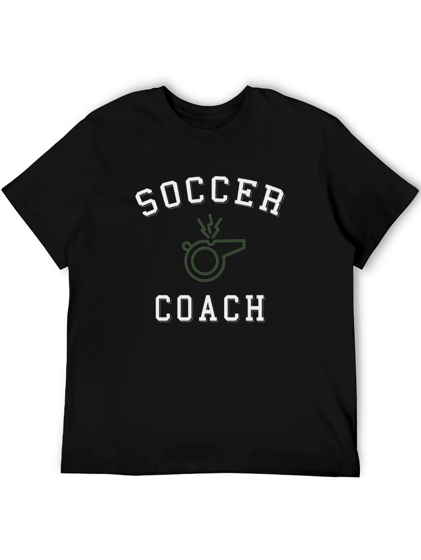 Black Soccer Coach T-Shirt - Whistle Graphic Tee view 5