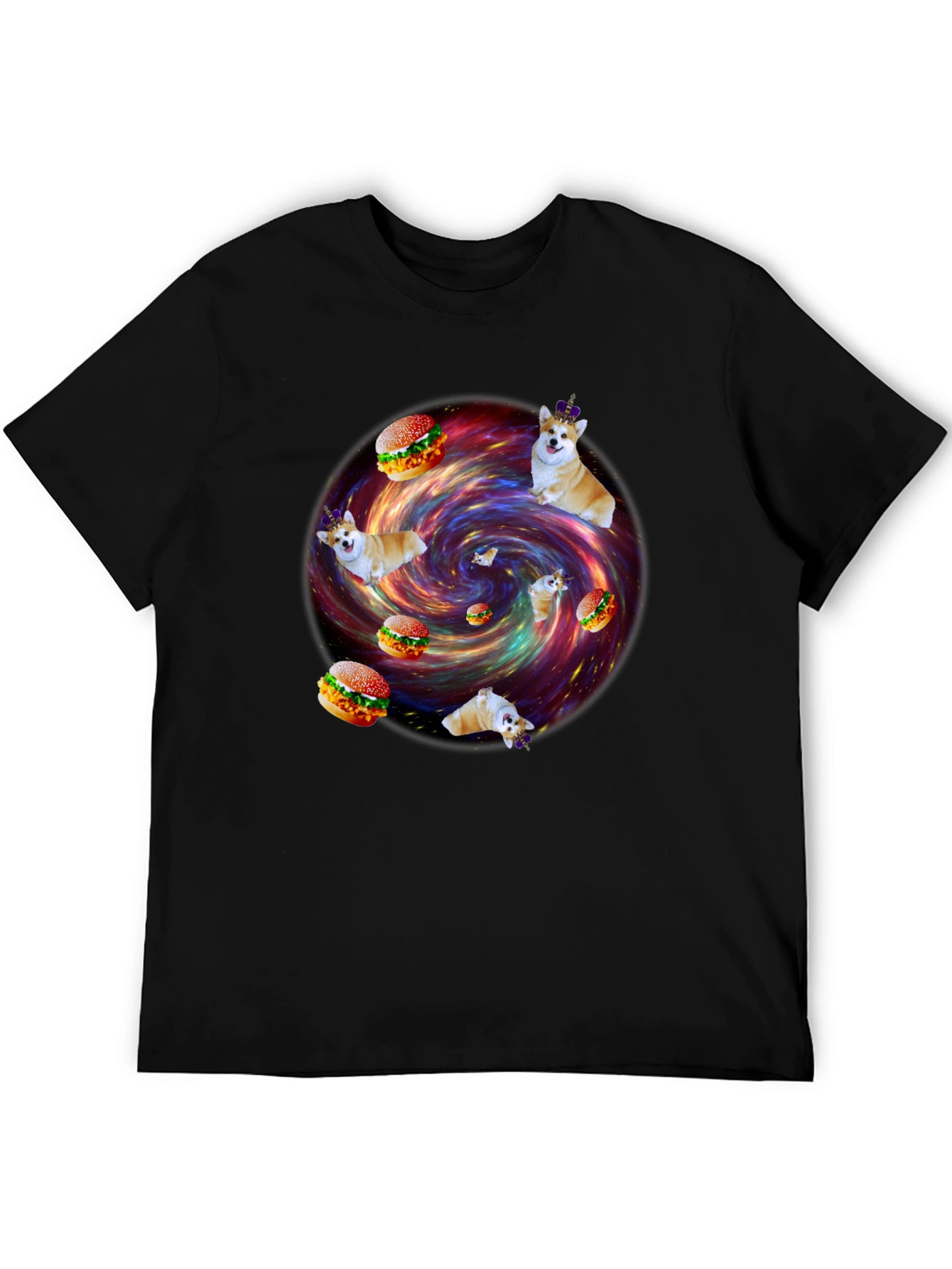 Black Corgi Burger Galaxy Graphic Tee - Unisex view 5