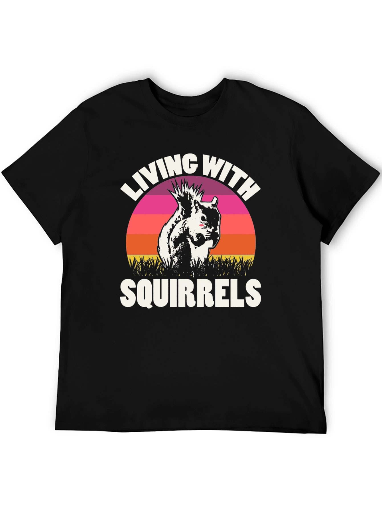 Black Living With Squirrels Graphic Tee - Unisex Black T-Shirt view 5